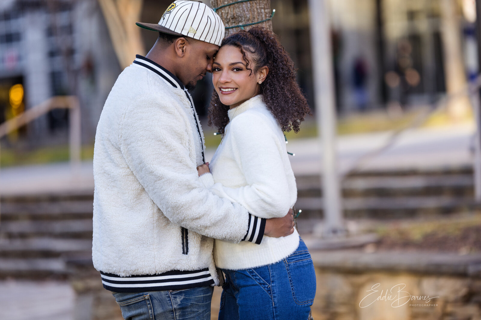 couple facing and girl looking at camera
