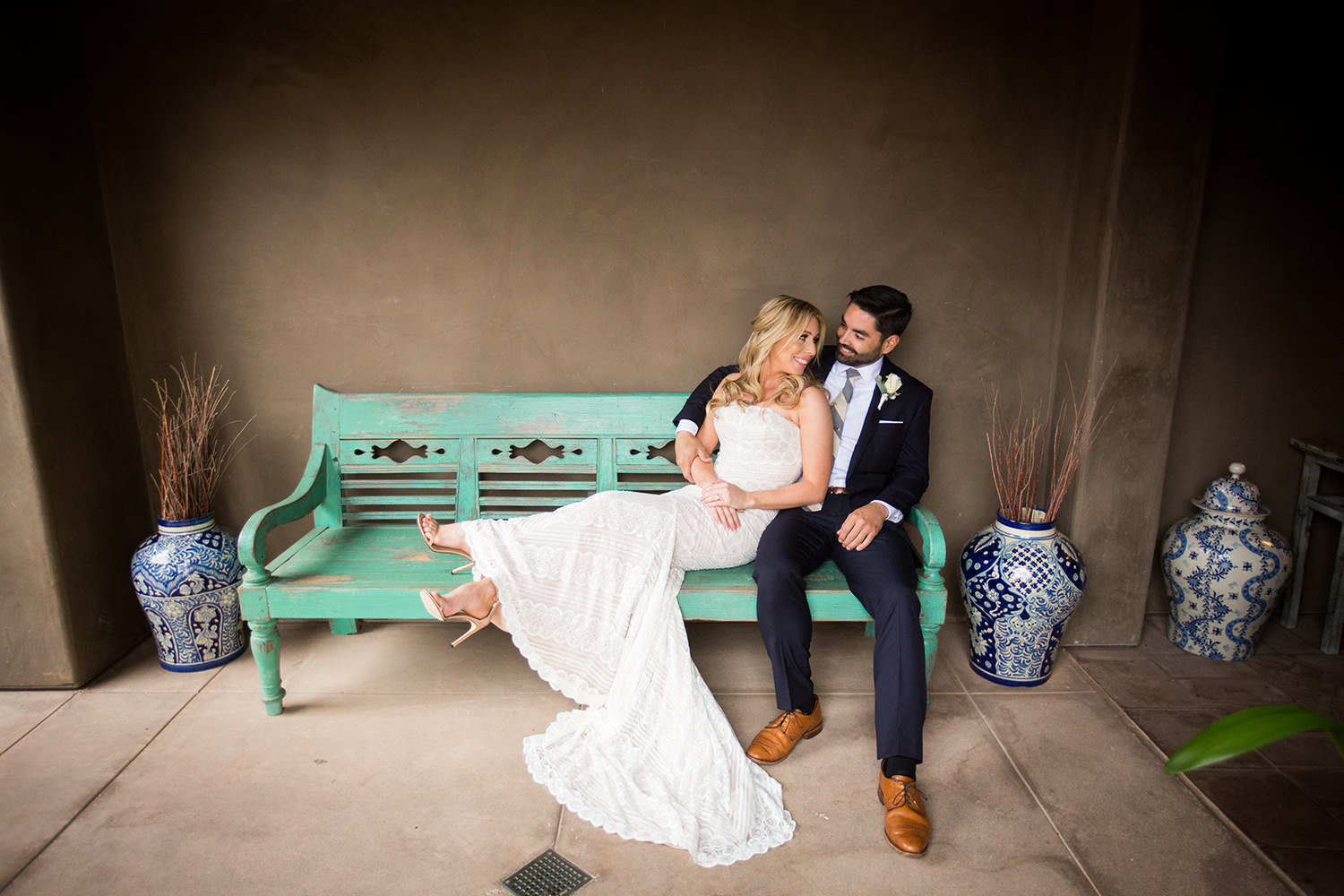 Bride and groom at the Santa Luz Club