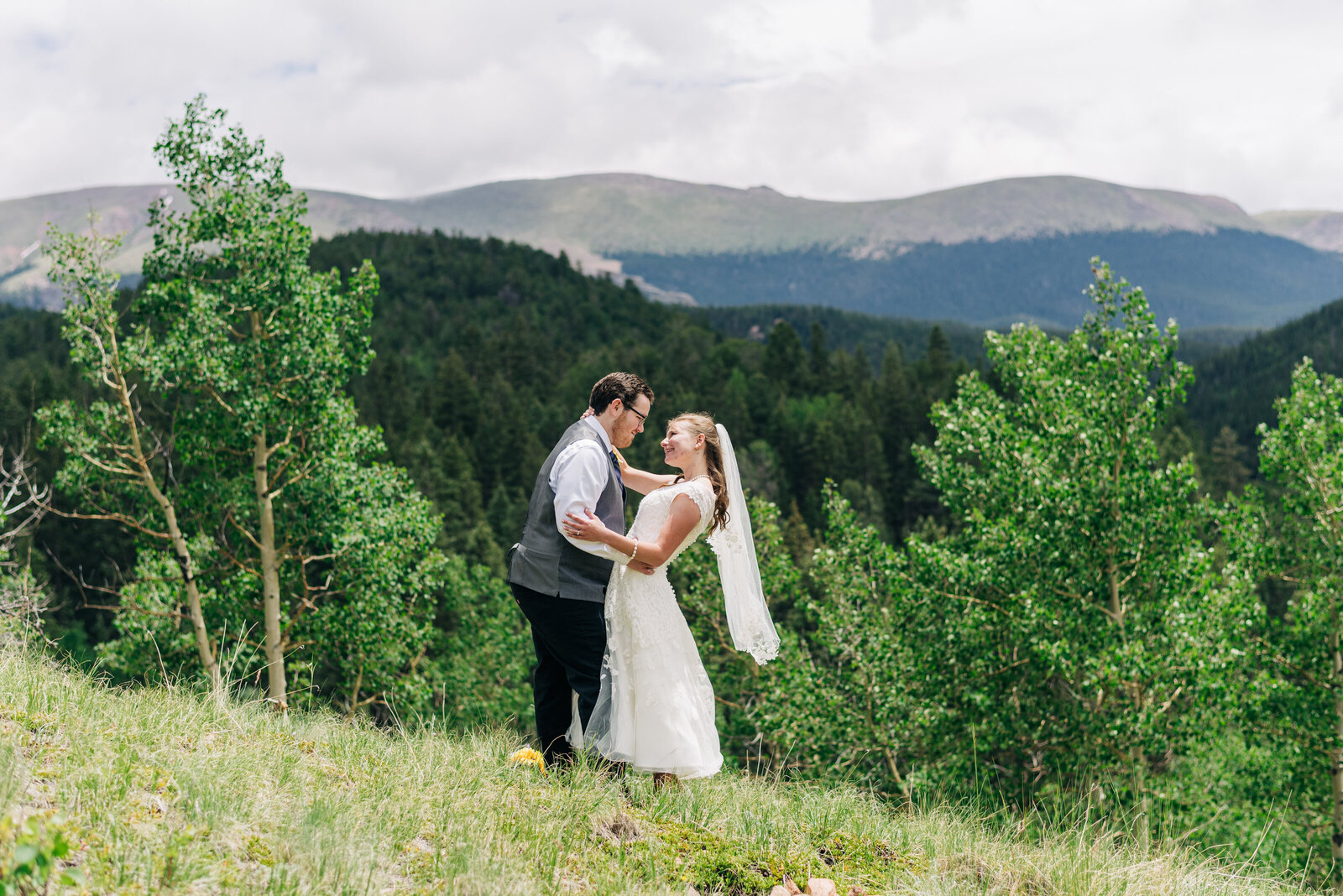 Bride and Groom on Colorado Mountain