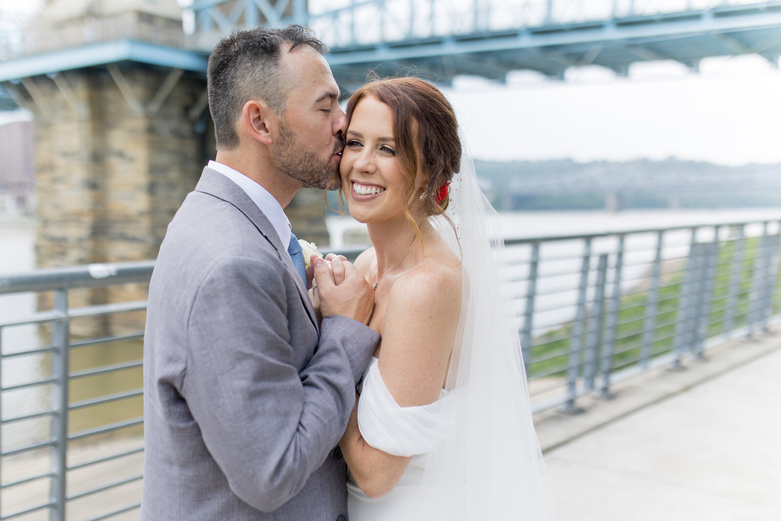 bride and groom hug