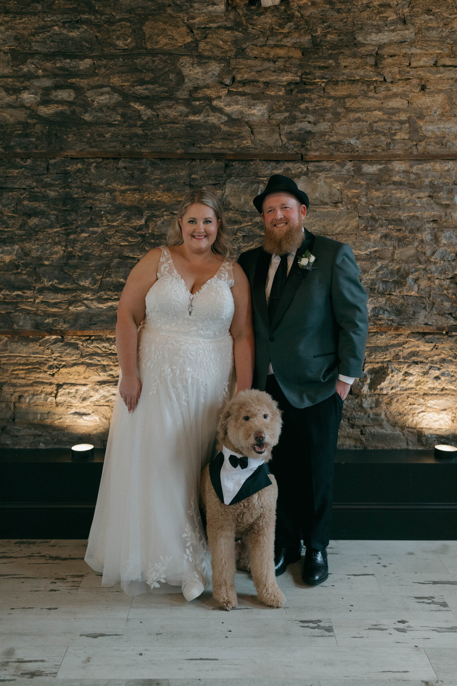 bride-groom-pet-goldendoodle-dog-portrait
