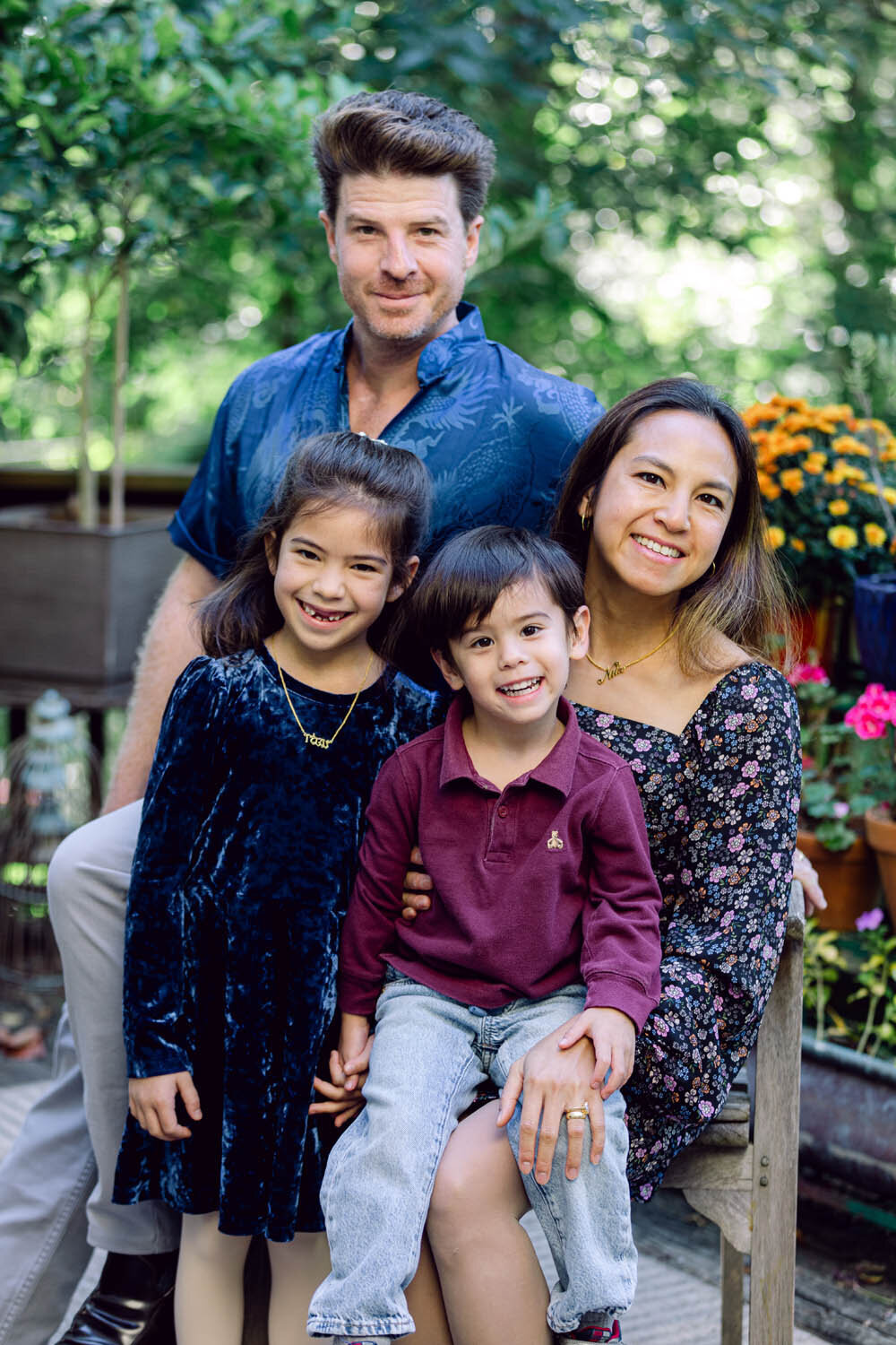 A family portrait taken in home in New Jersey