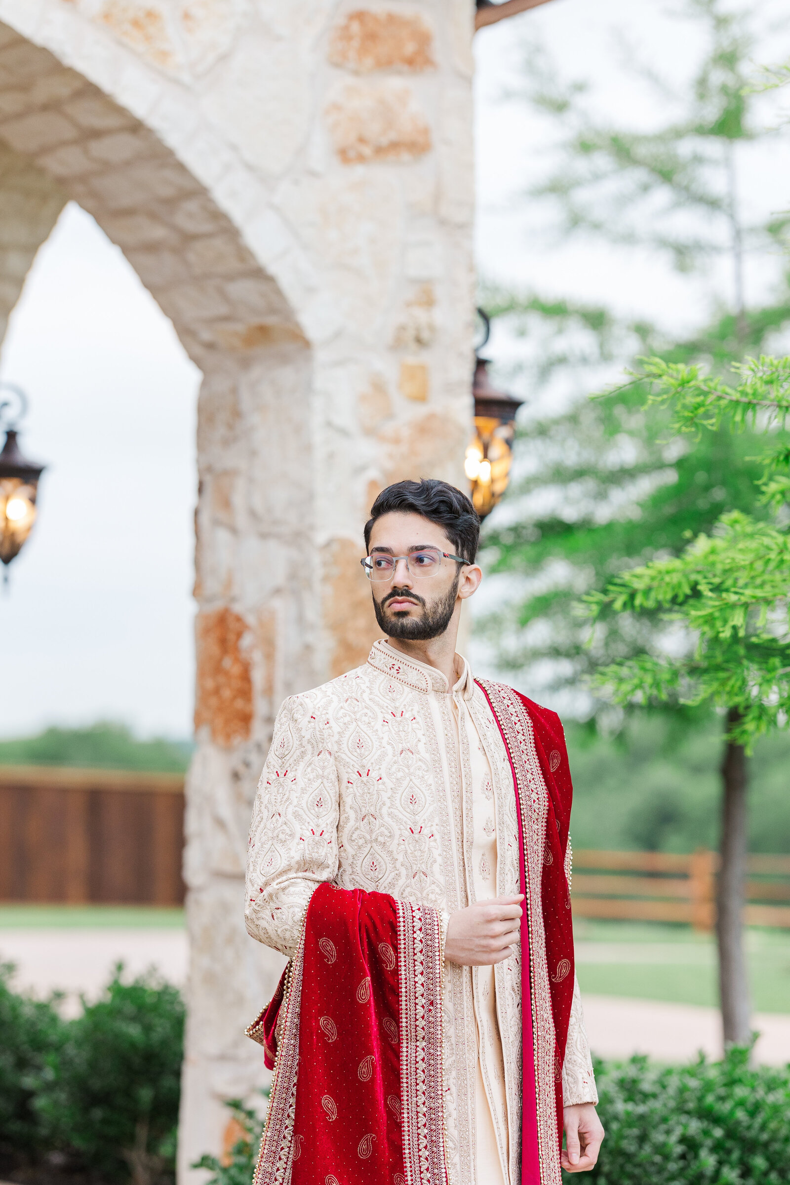Dallas-desi-wedding-groom-solo-outdoor-portrait