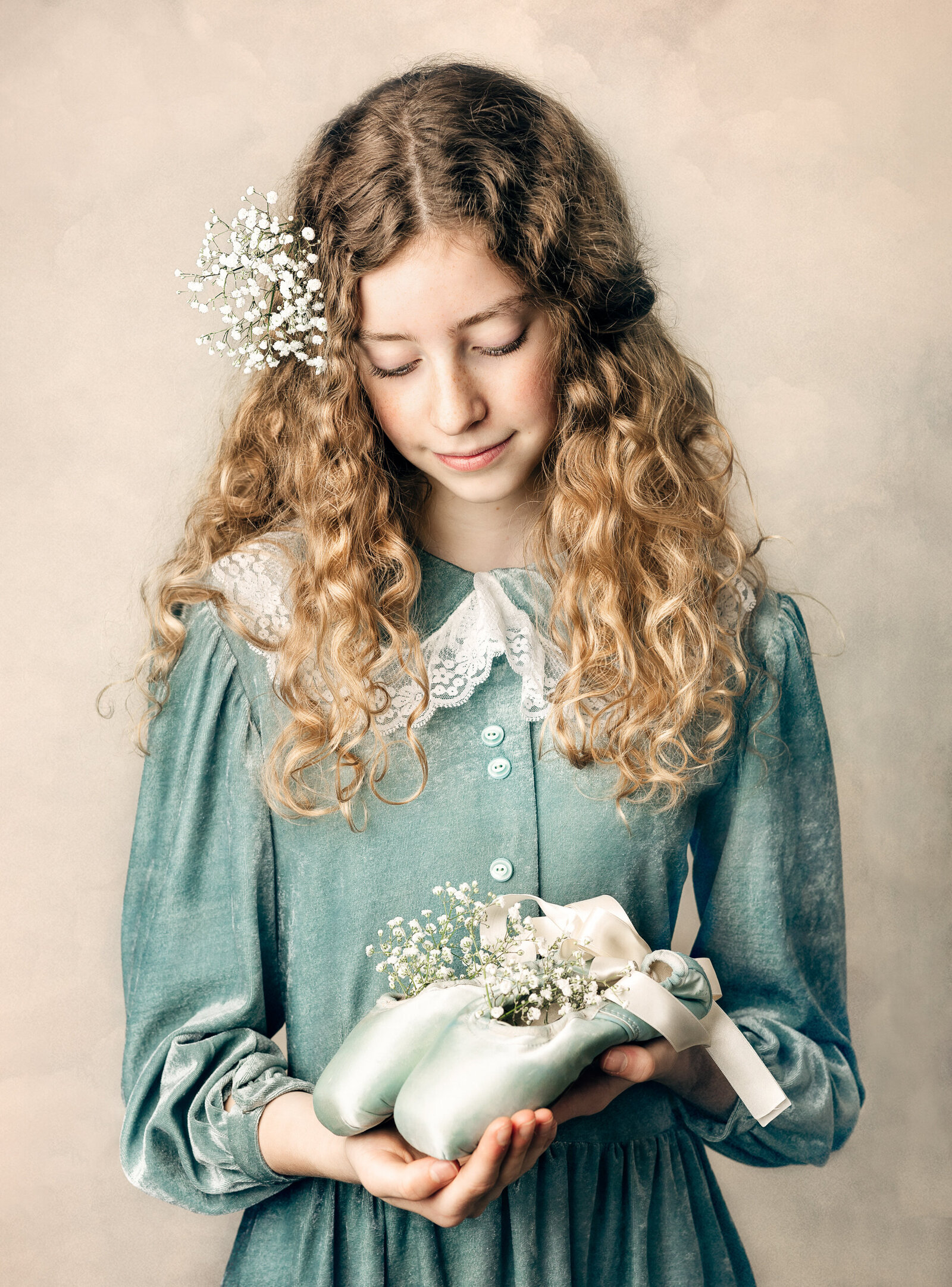 Meisje met ballerina's vintage