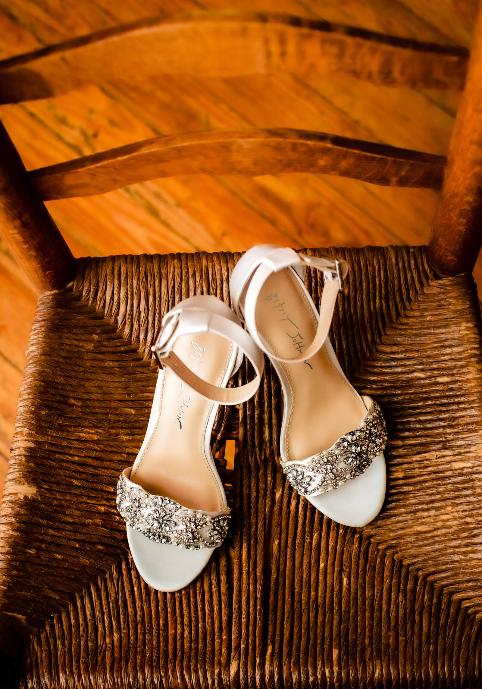 bride's wedding shoes on chair