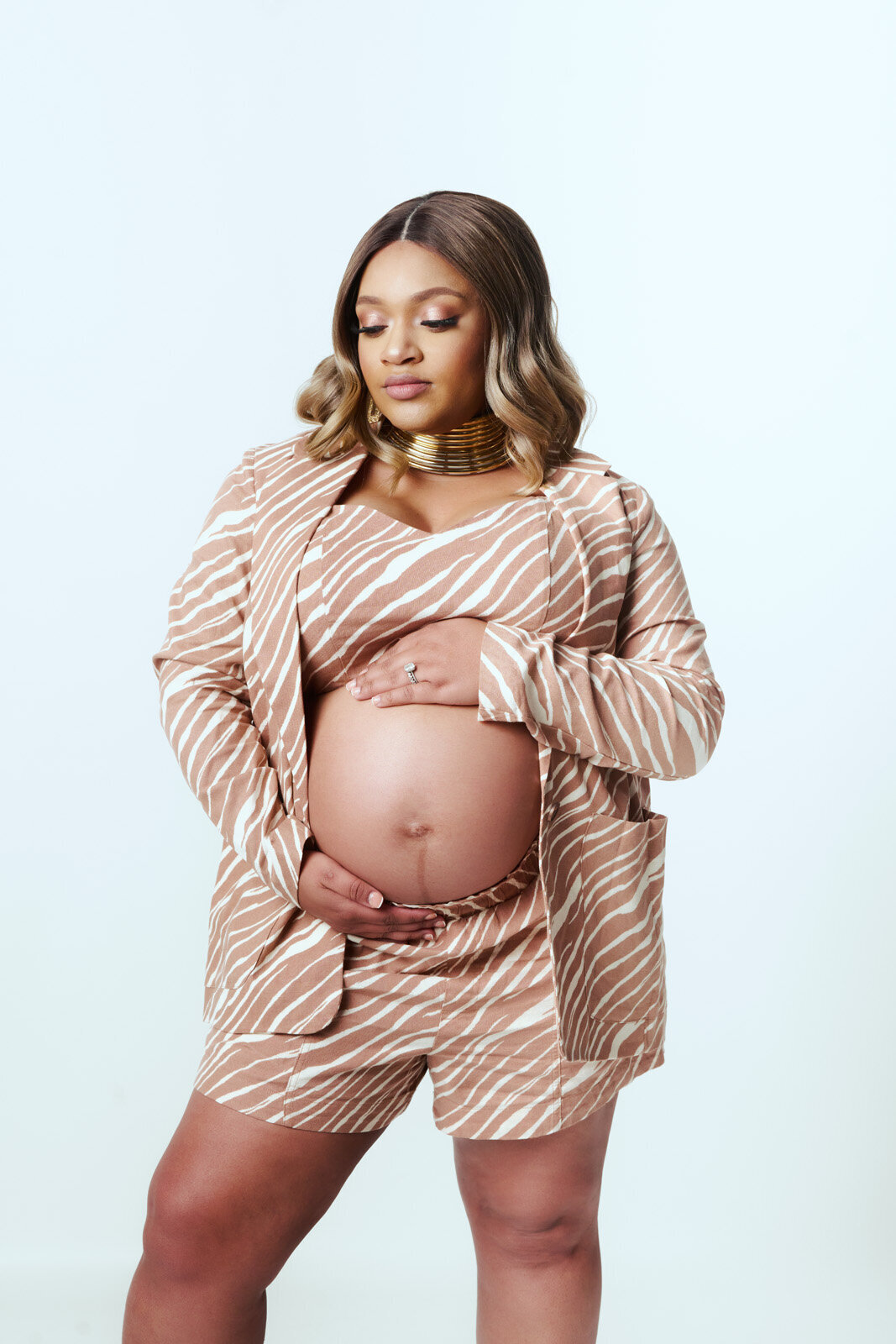 Fine Art Maternity Portrait of a Woman in Stylish Attire-22