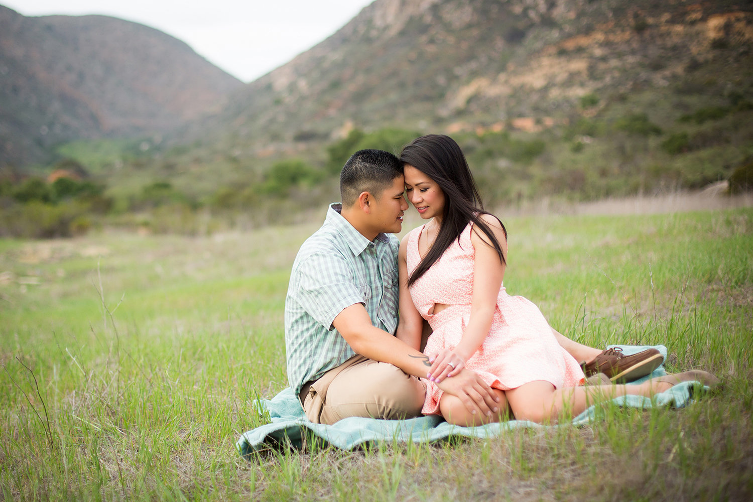 Mission Trails engagement photos rustic open field