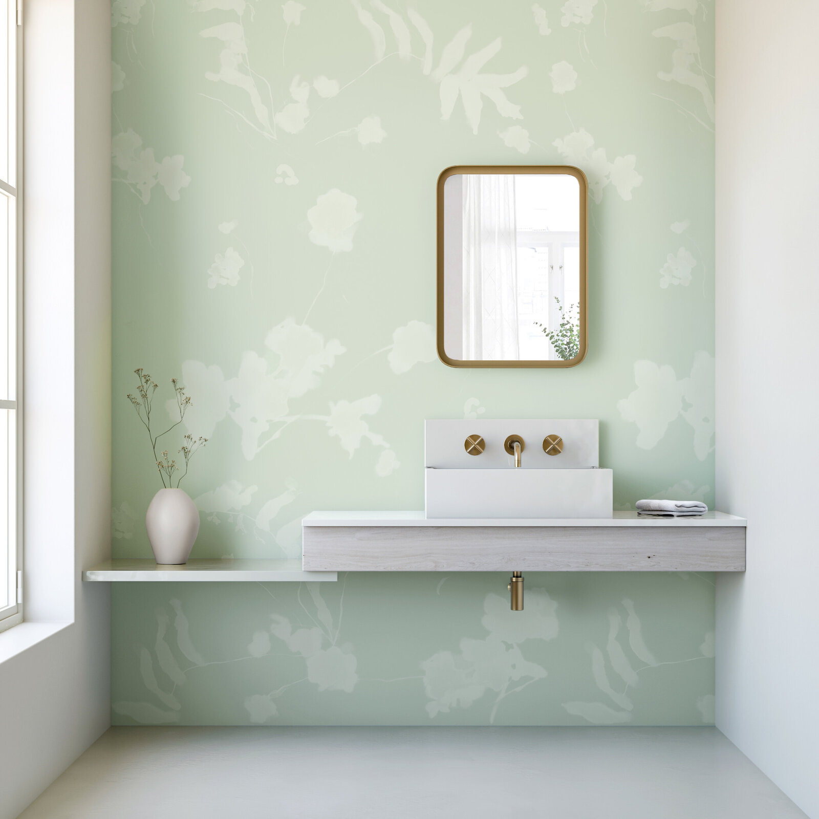 Surface Pattern Design and Art Licensing by Lucia Pador - Greenhouse for drop it Modern - sage