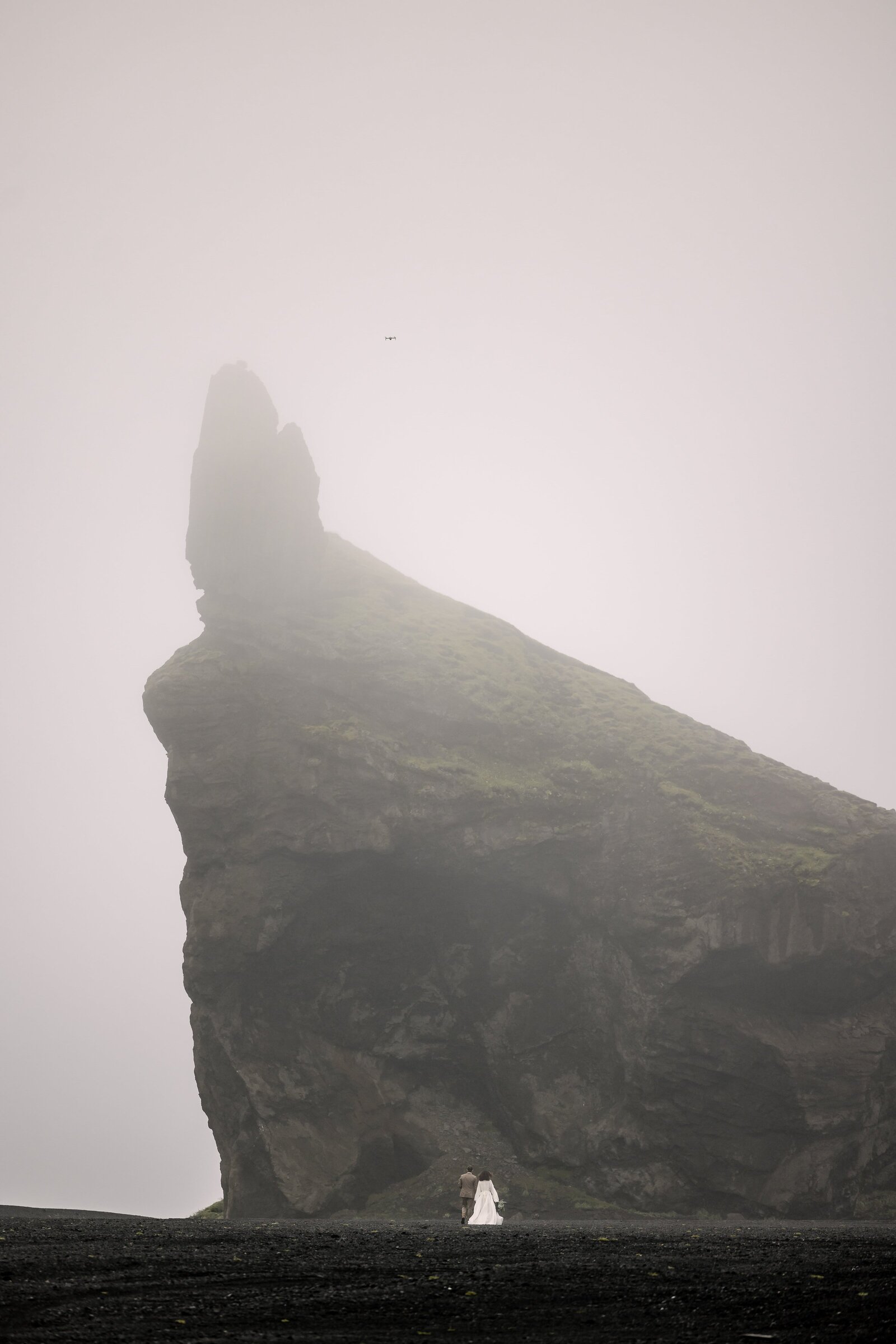 nature inspired micro wedding at rock formation in Iceland