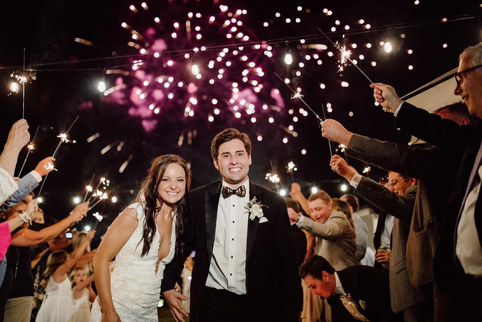 A firework exit at an Allenbrooke Farms wedding