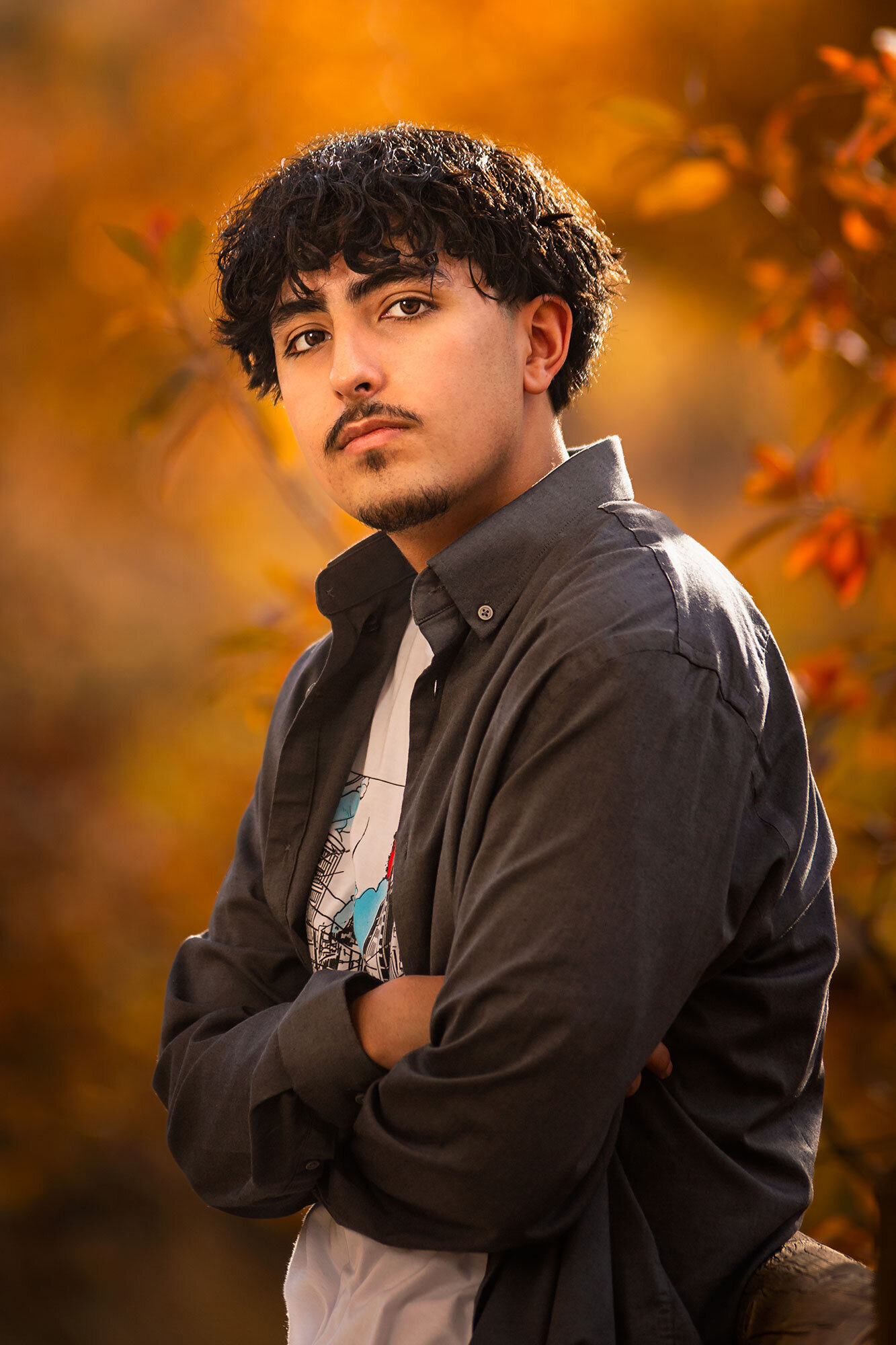 colorful-fall-leave-color-red-orange-high-school-senior-portrait-broomfield-holy-family-high-school-senior-yearbook