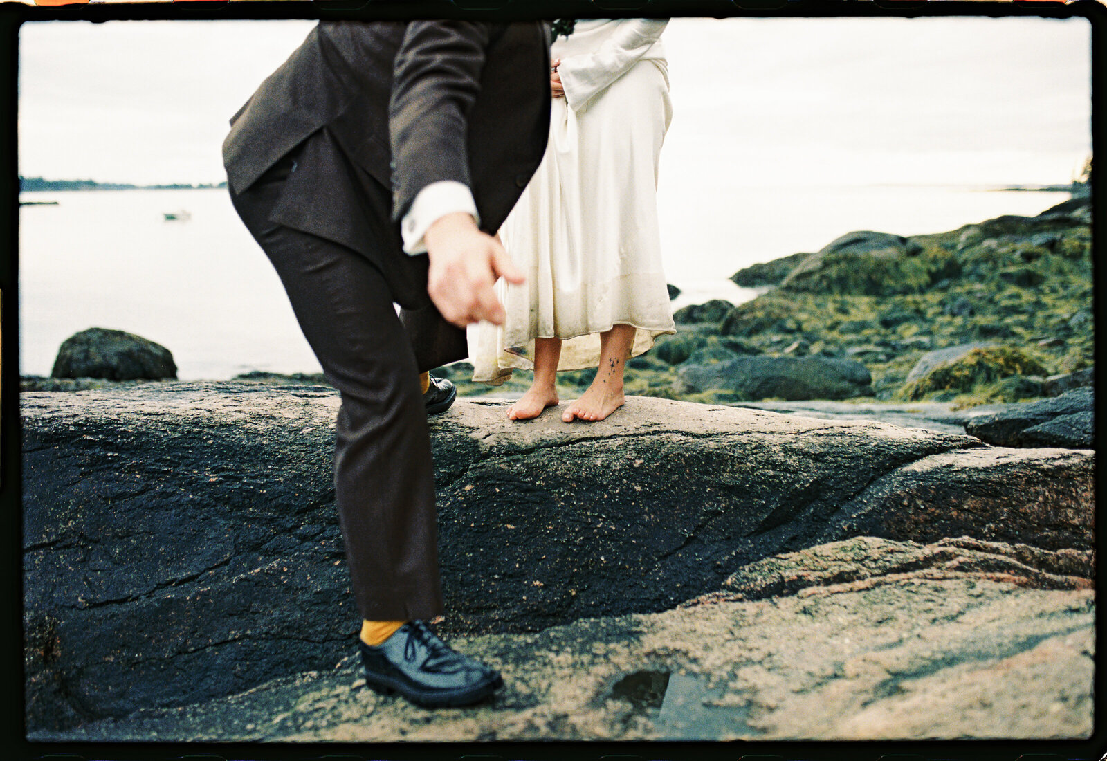 coastal maine fall wedding on deer isle at arogosta | editorial portraits 35mm film wedding photography