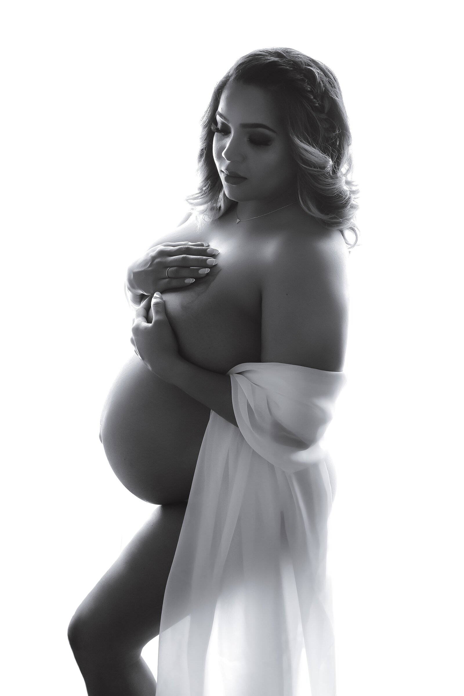 high key maternity with fabric