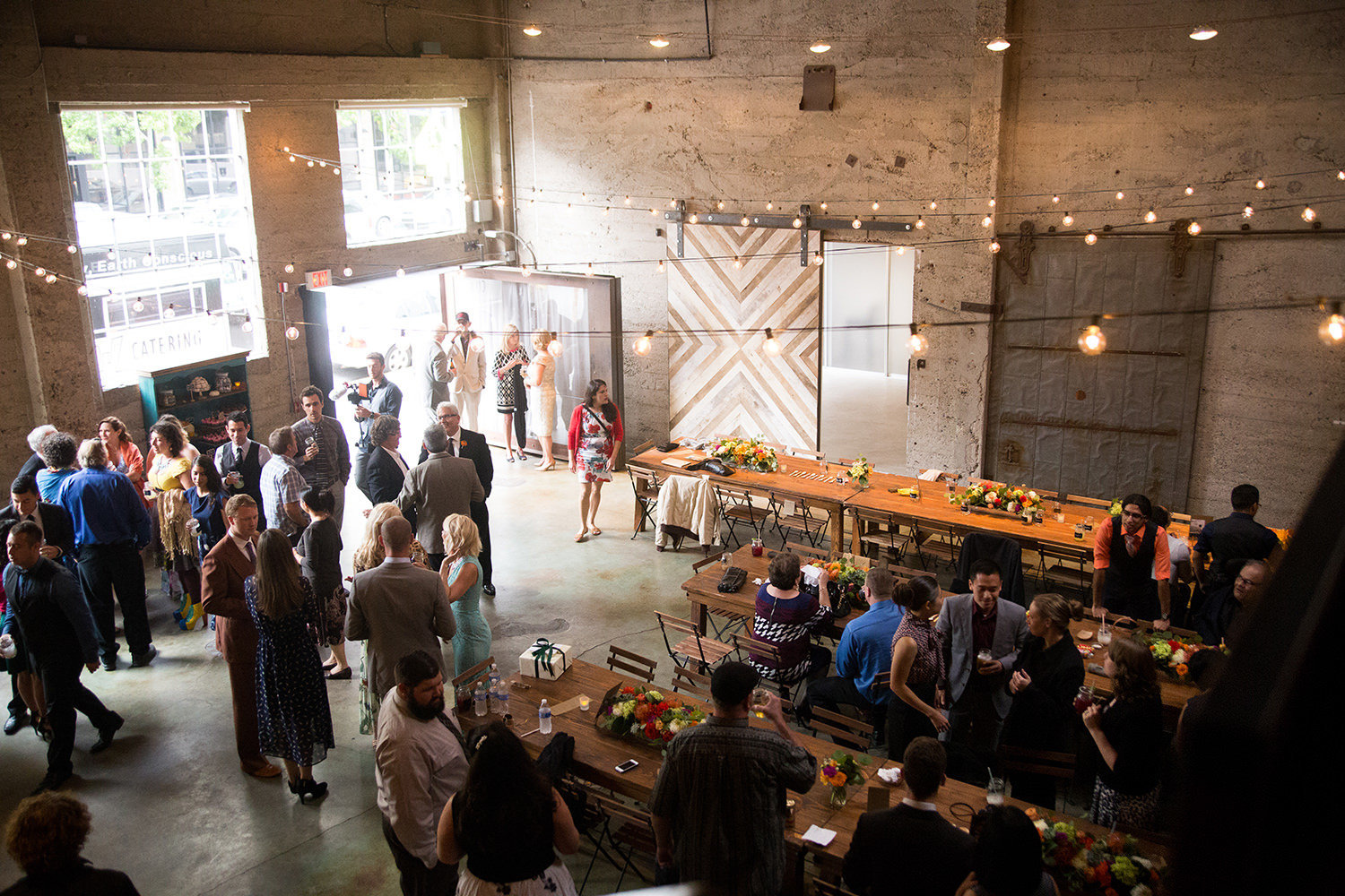 reception space with bride and groom at luce loft