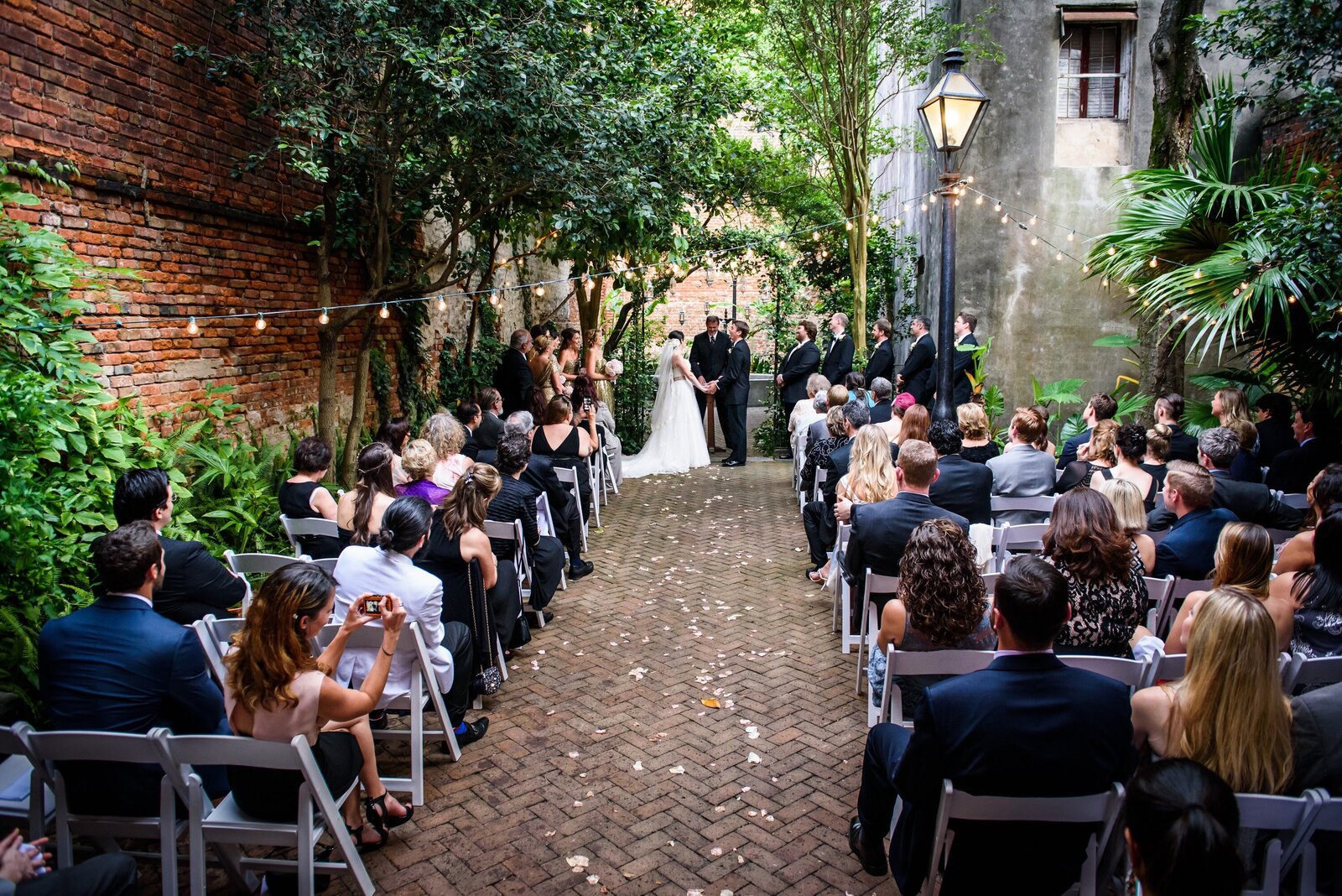 Courtyard wedding ceremony at the Pharmacy Museum in the French Quarter