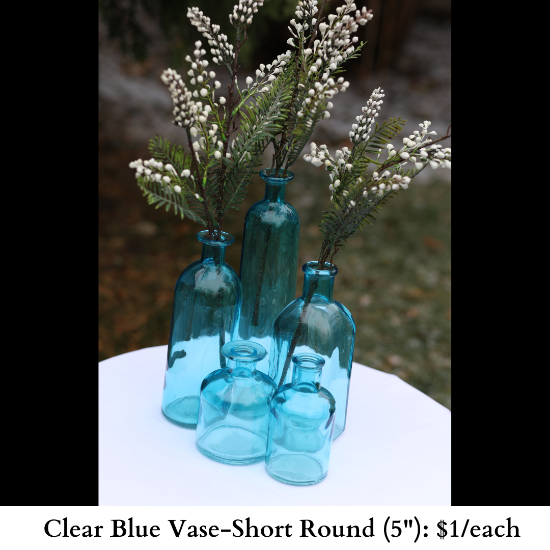 Clear Blue Vase-Short Round-842
