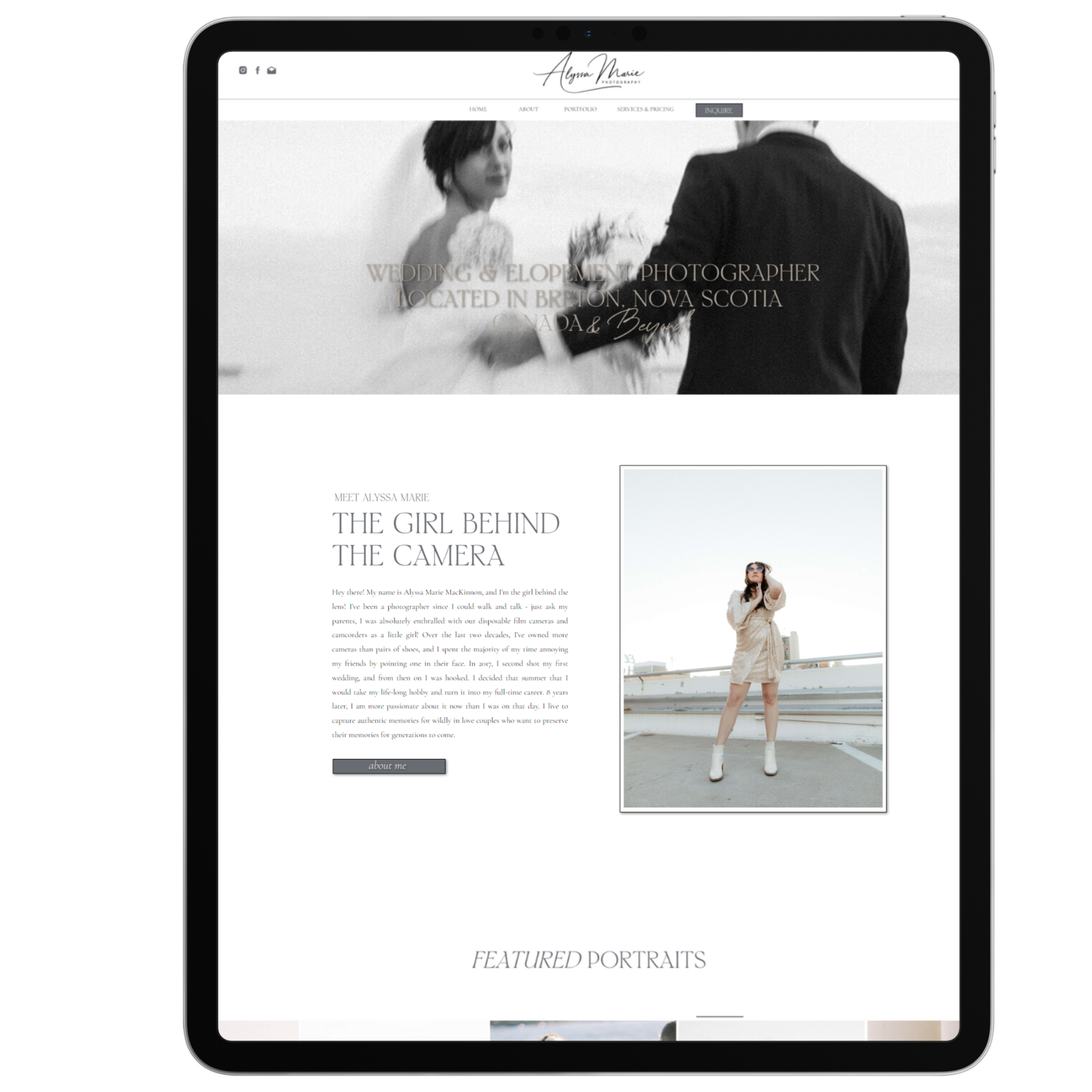 Photographers website wireframe