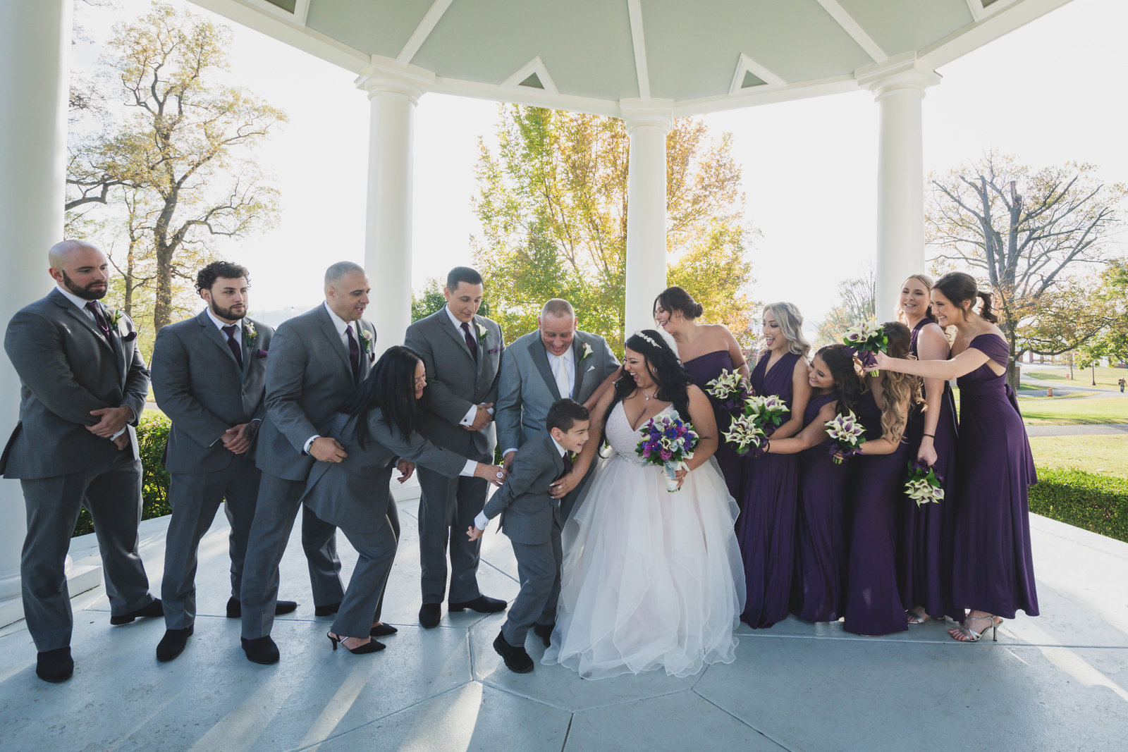 photo of bridal party under gazebo from wedding at Sea Cliff Manor