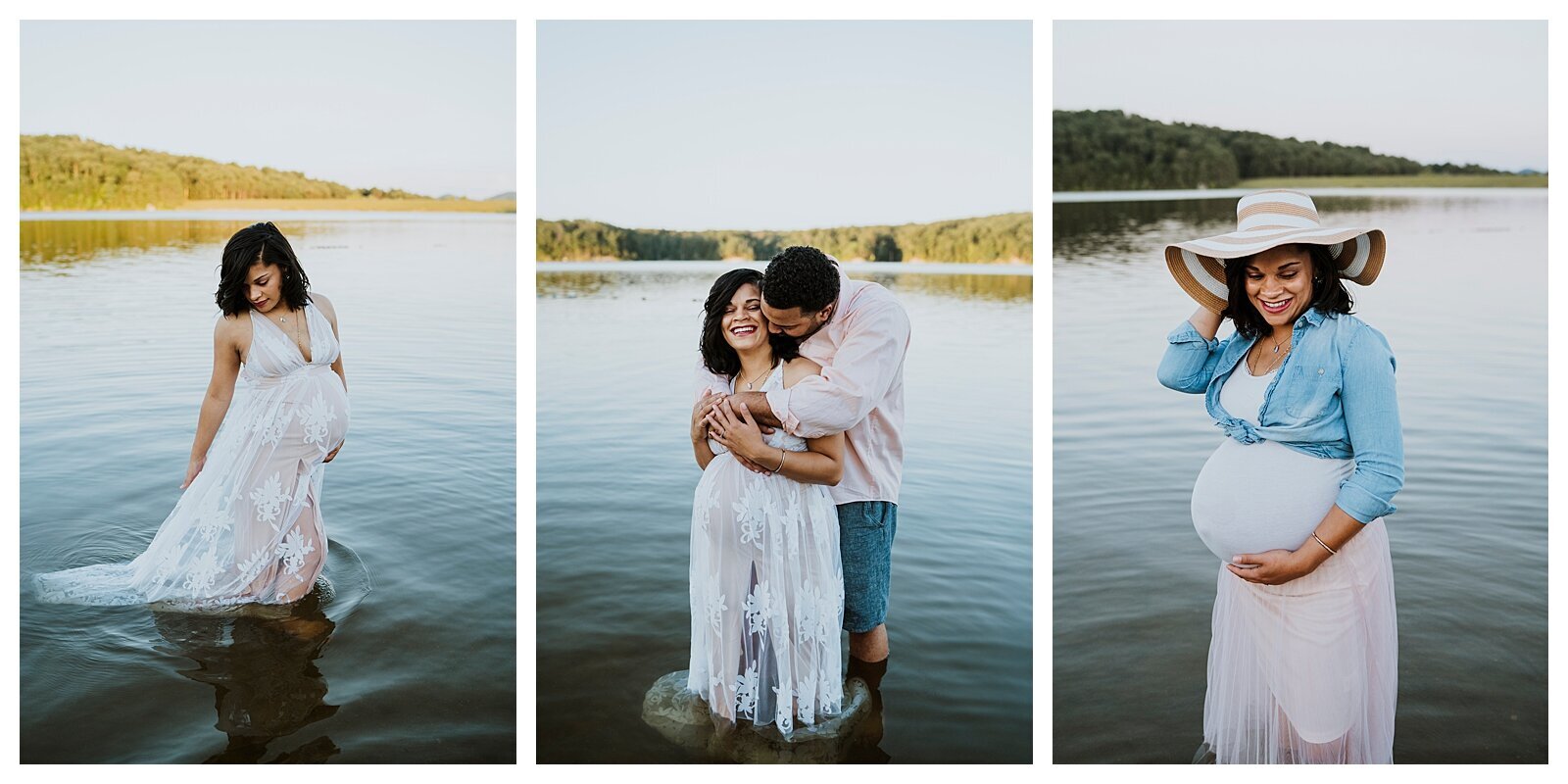 Louisville Kentucky photographer captures candid and joyful maternity portraits by the water.
