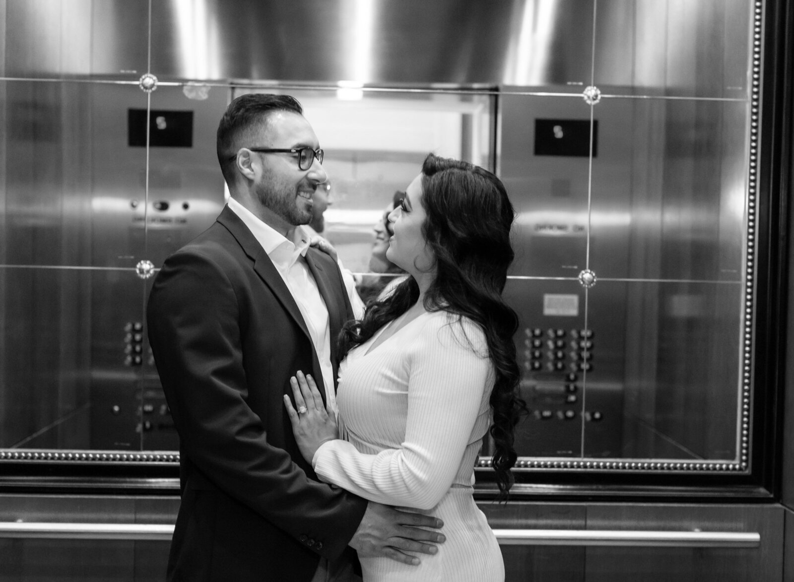 couple in elevator