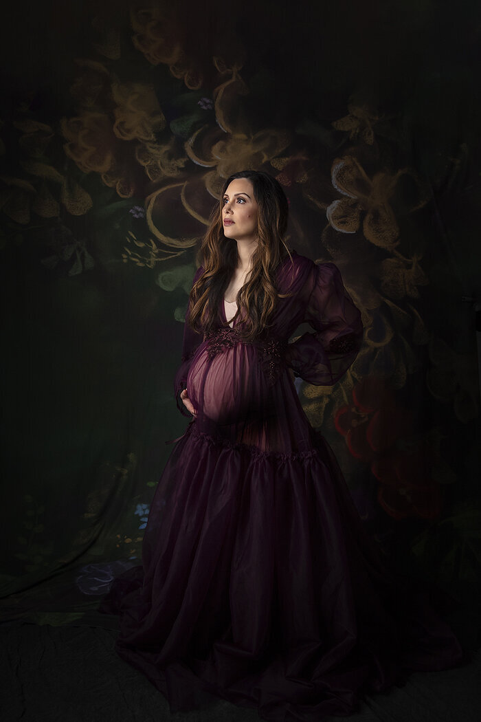 Maternity session with Katharina Hakaj gown, a Dallas maternity photographer.