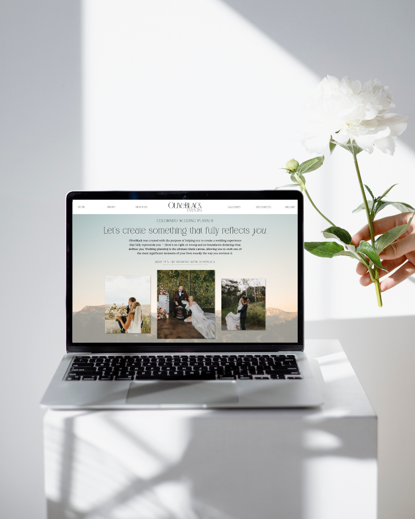 custom Showit website design for Olive Black events, a wedding planner in Colorado