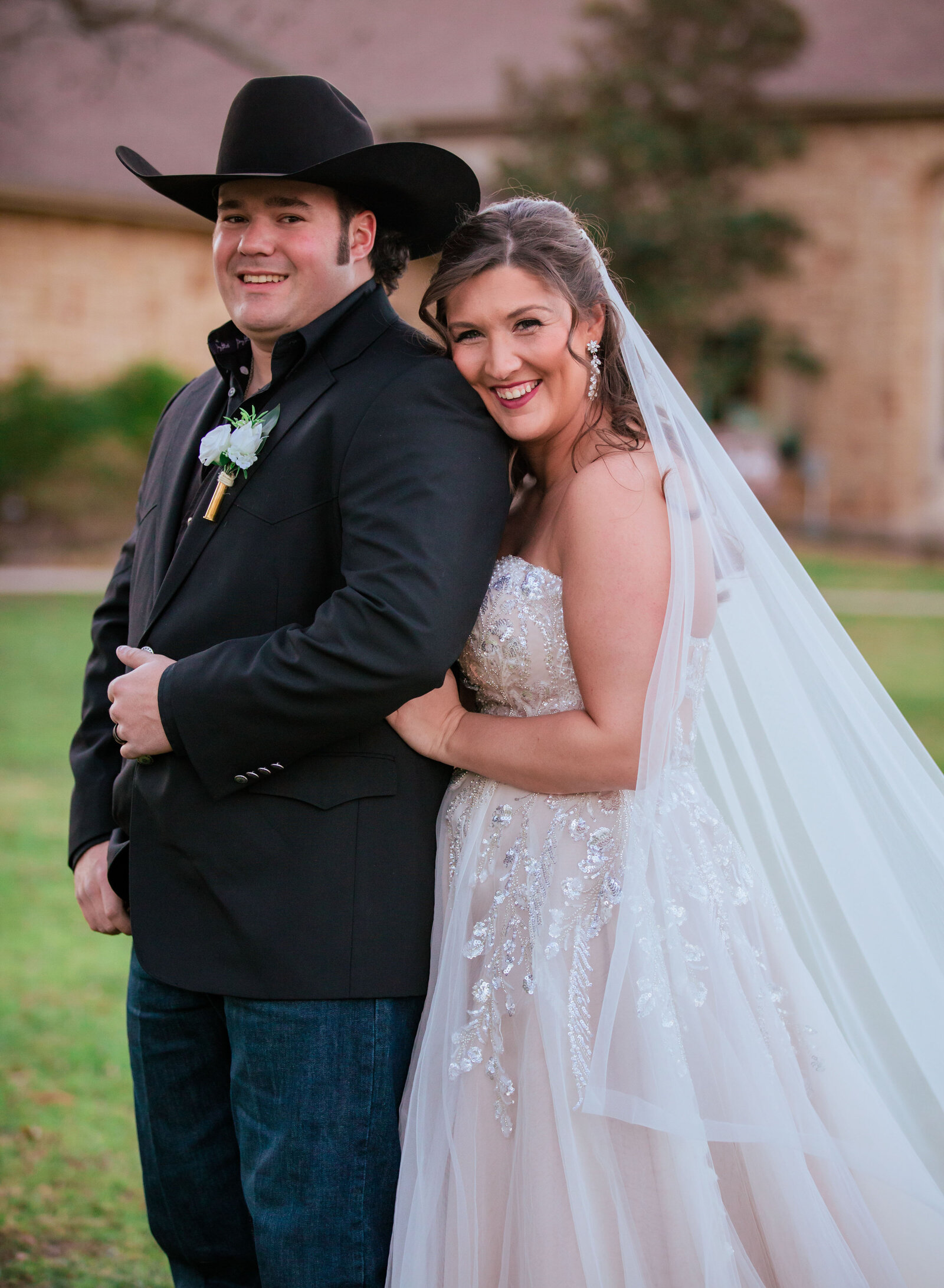 bride hugging groom