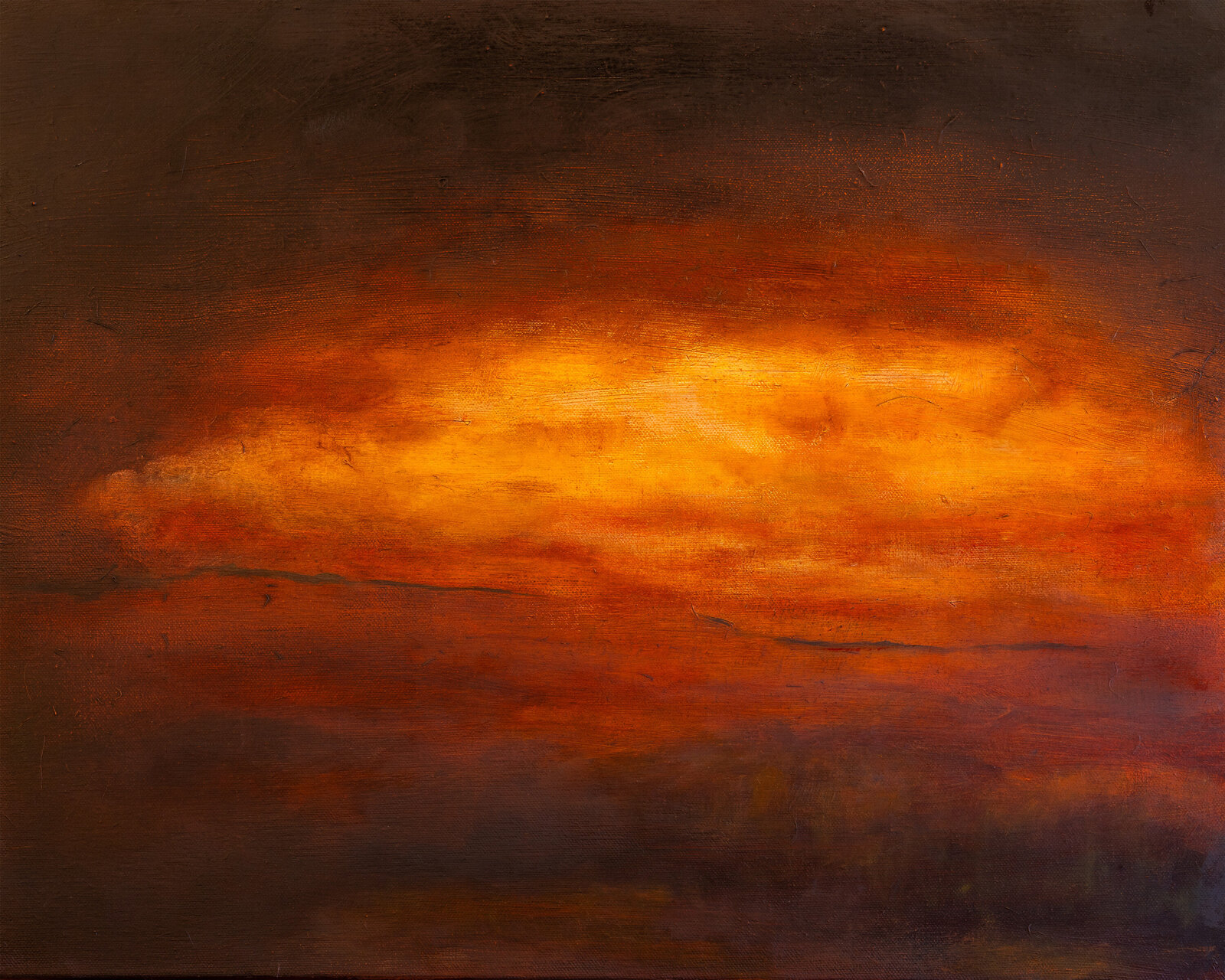 Fire sky sunset Oil painting by Jane Mishkind