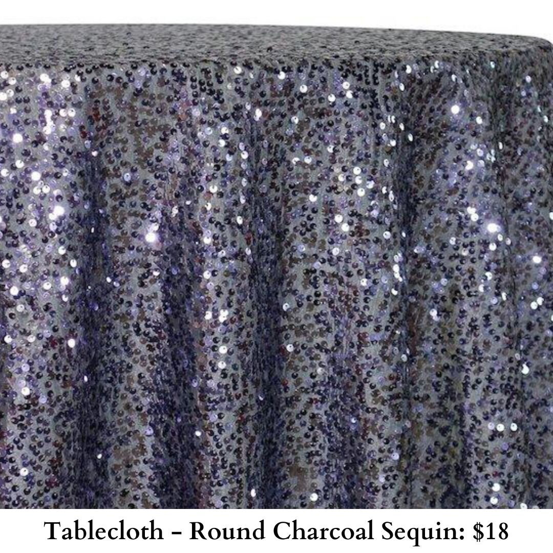Tablecloth-Round Charcoal Sequin-291