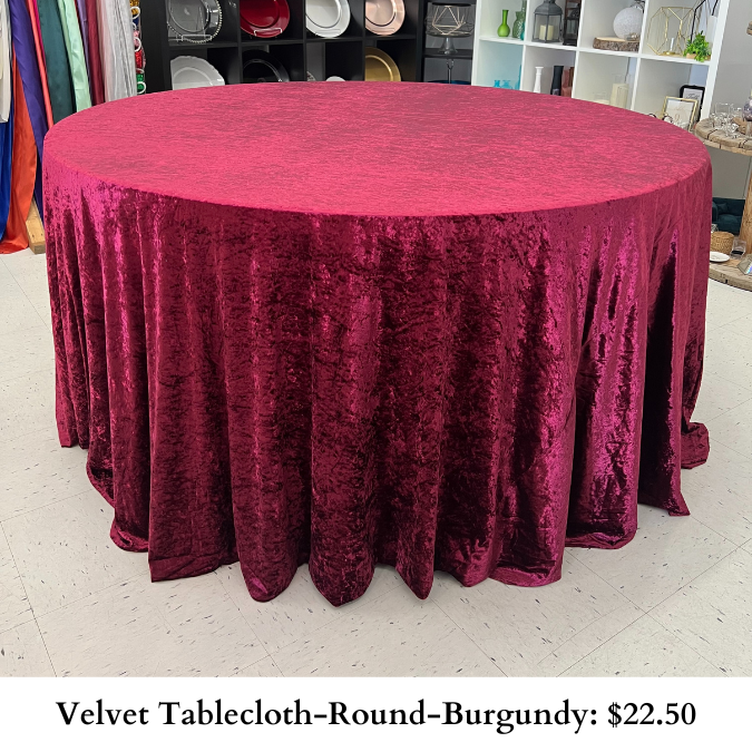 Velvet Tablecloth-Round-Burgundy-950