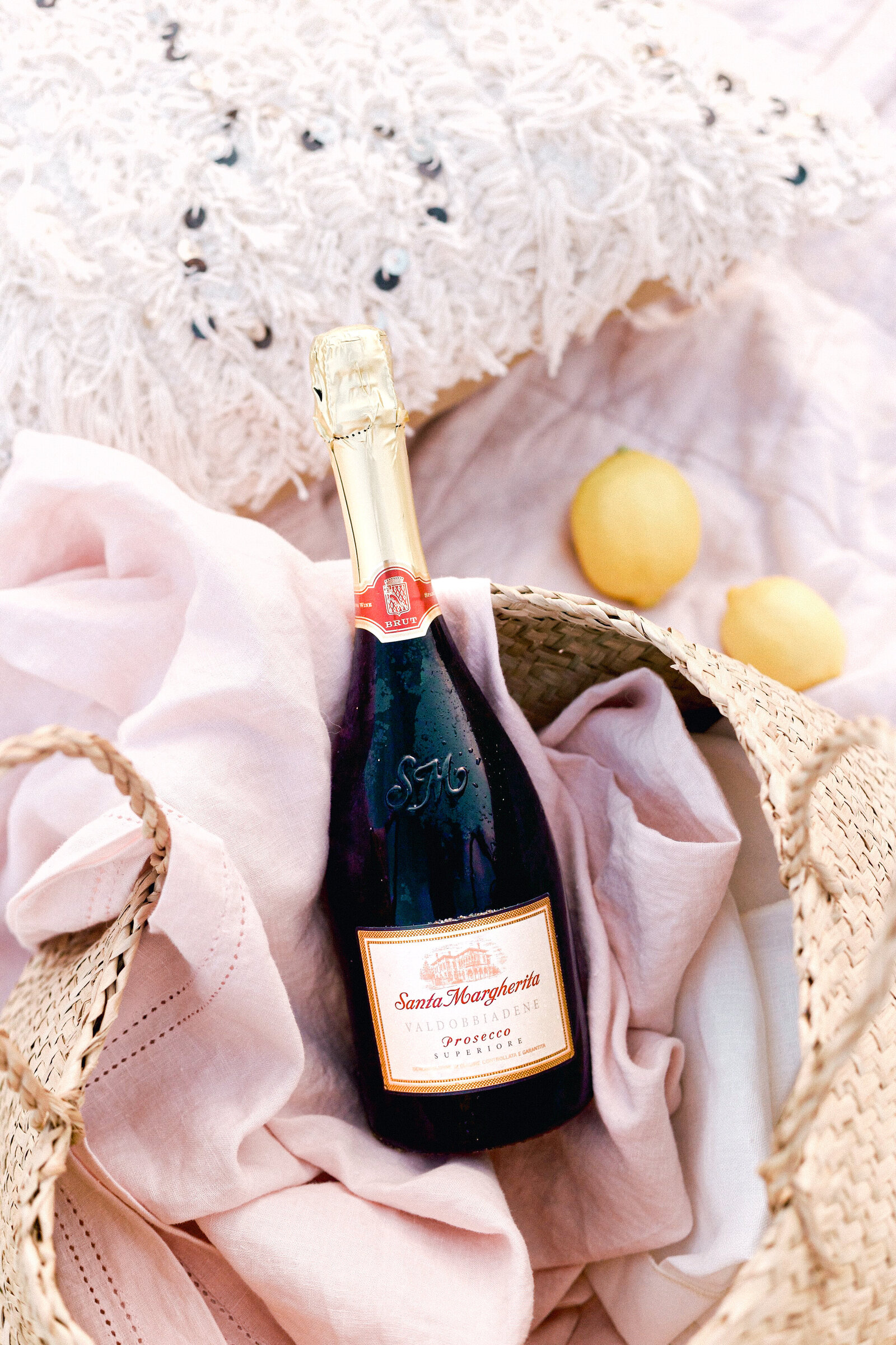 Santa Margherita Wines at a beach picnic. Lifestyle branding photography for wine brand by San Diego branding photographer Chelsea Loren. Blogger a fabulous fete Lauren Saylor.