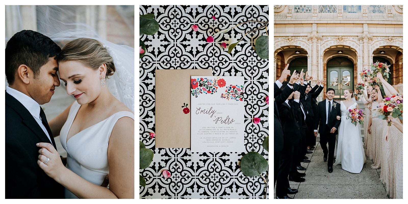 Louisville Kentucky wedding photographer captures elegant wedding day moments at St. James Catholic Church.
