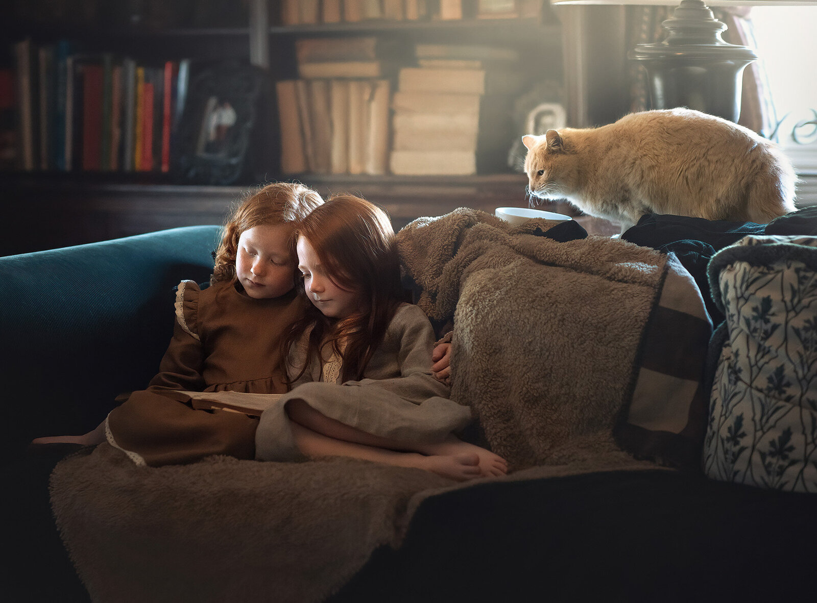 Children reading books at home by Iya Estrellado, a Norfolk photographer