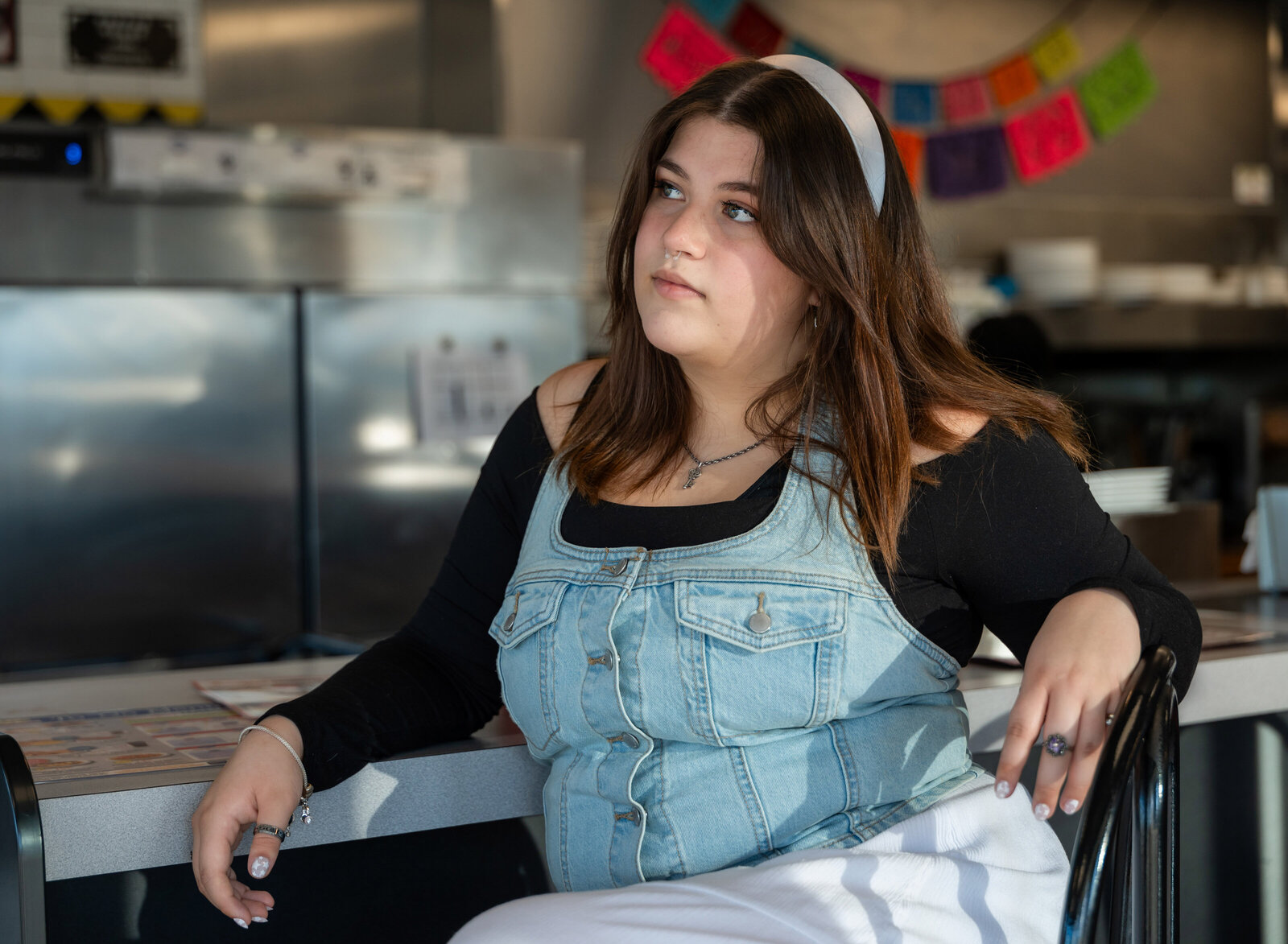 girl at diner counter