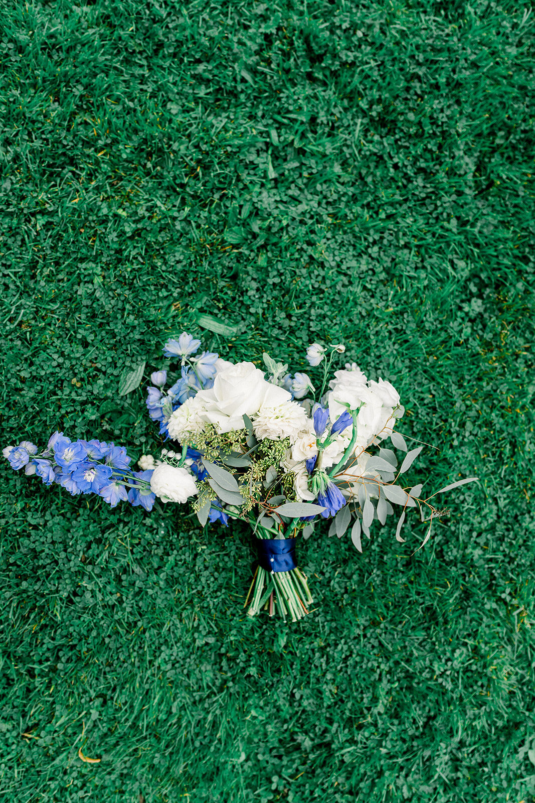Stunning Blue Bridal Boquet at Castle Leslie, Ireland