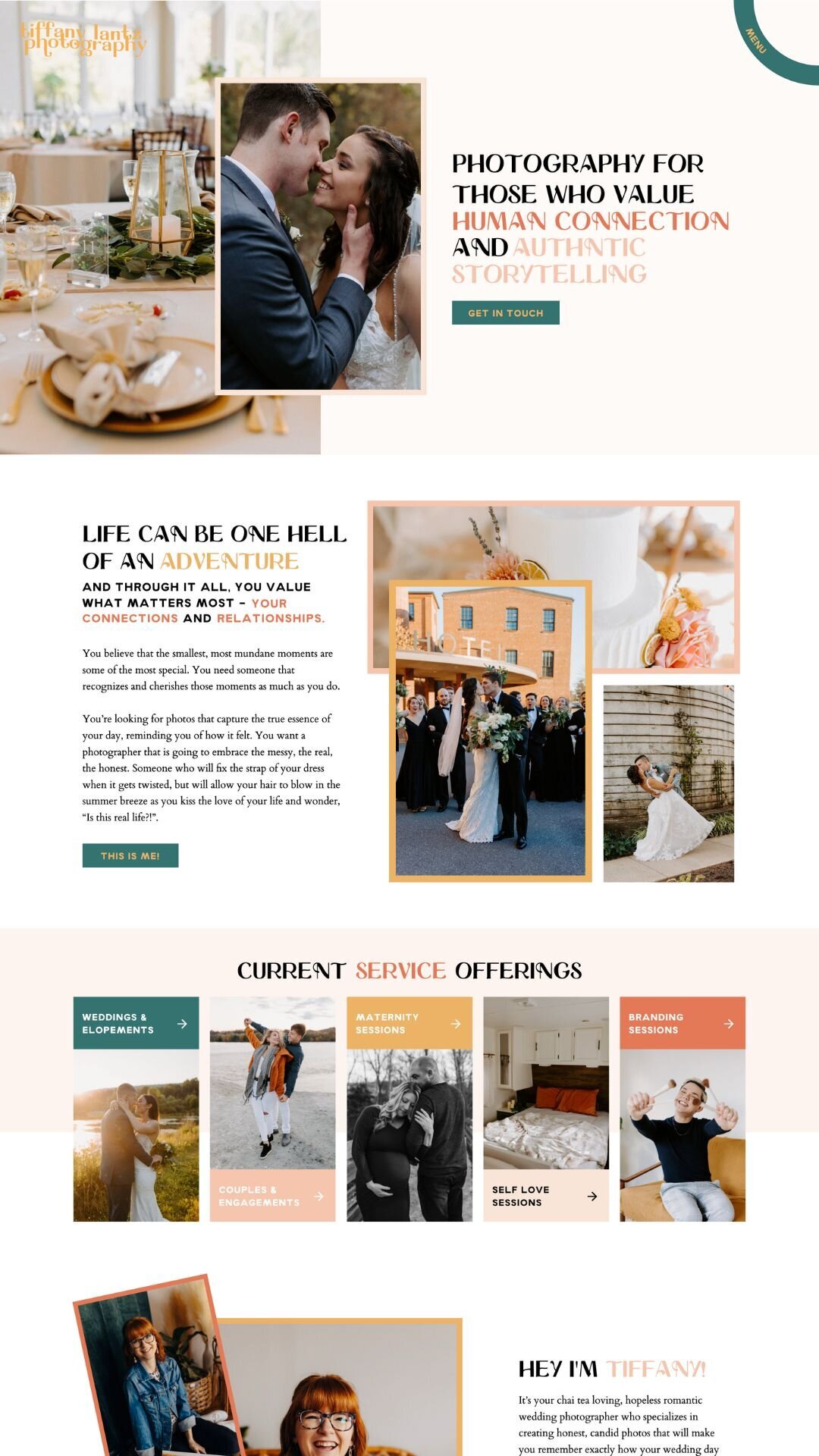 Colorful homepage design.