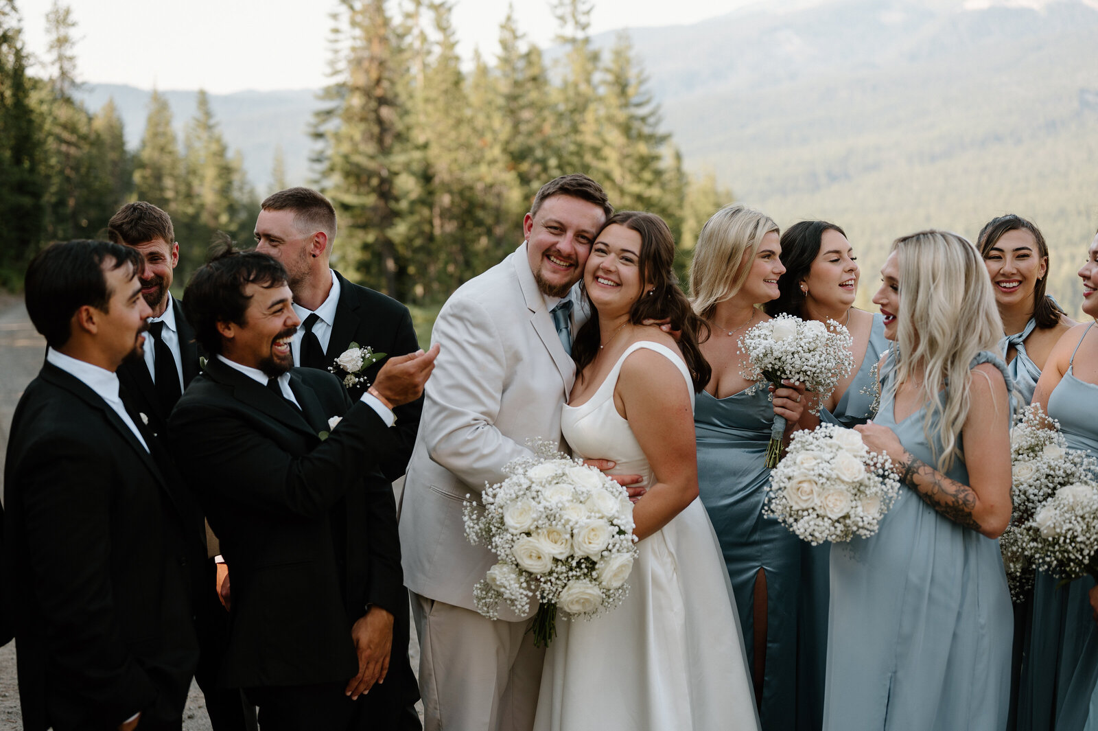 Photograph of wedding party taken by pnw wedding photographer.