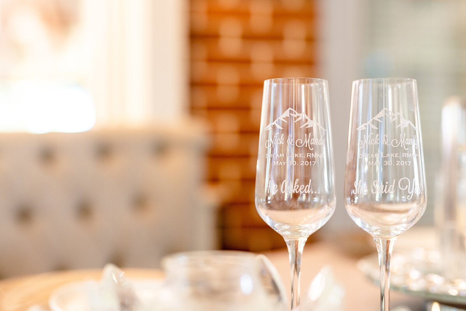 Engraved wedding glasses | Town Manor | Chynna Pacheco Photography