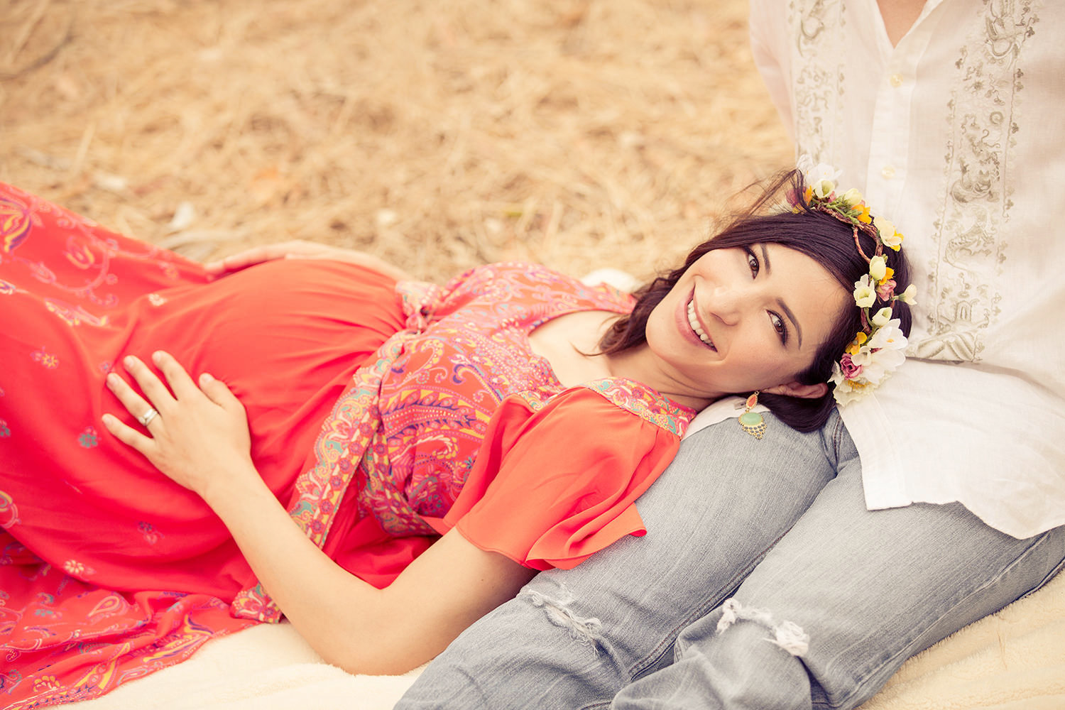 Beautiful laying down Maternity Session in San Diego.