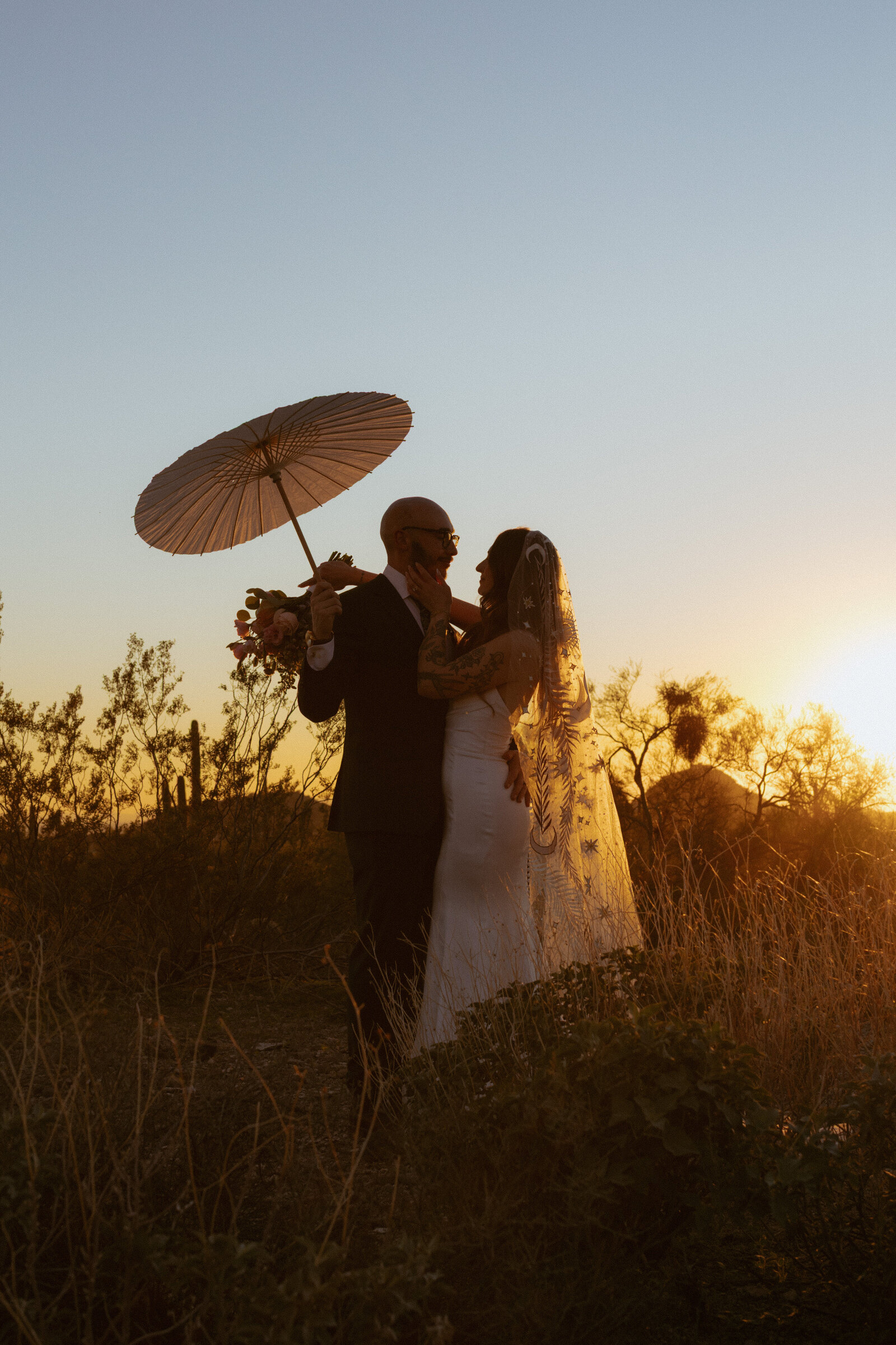 Desert Wedding Photographer Captures couples portraits in Apache Junction Arizona 