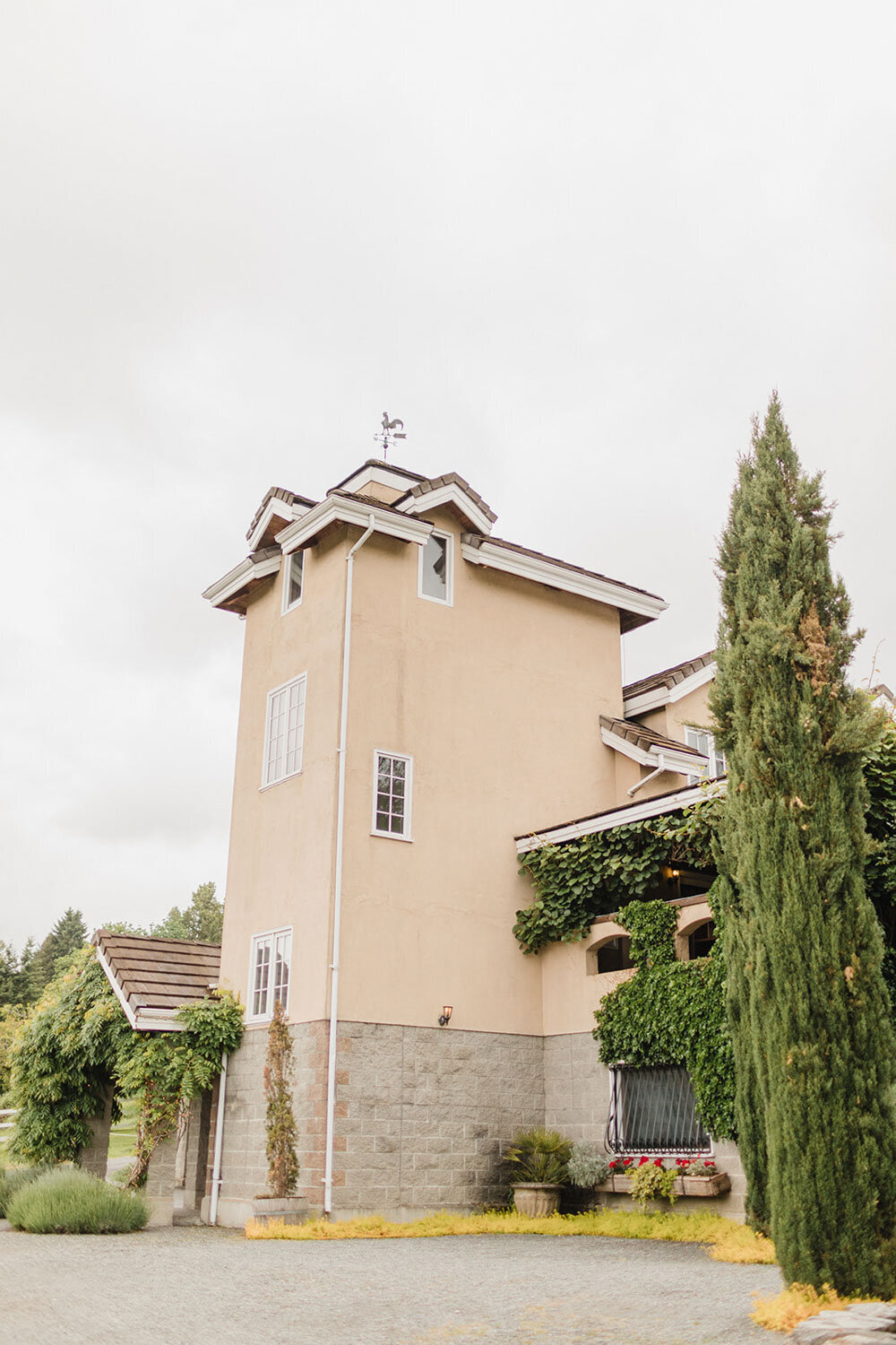 Venue exterior with ivy-covered walls