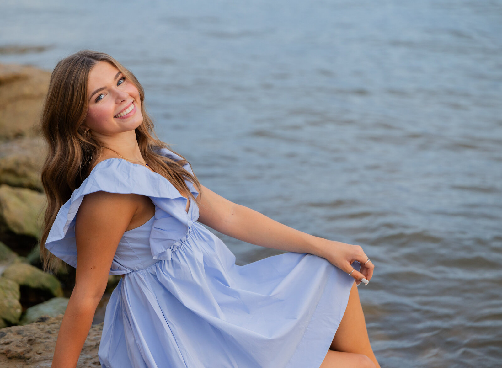 senior girl by lake