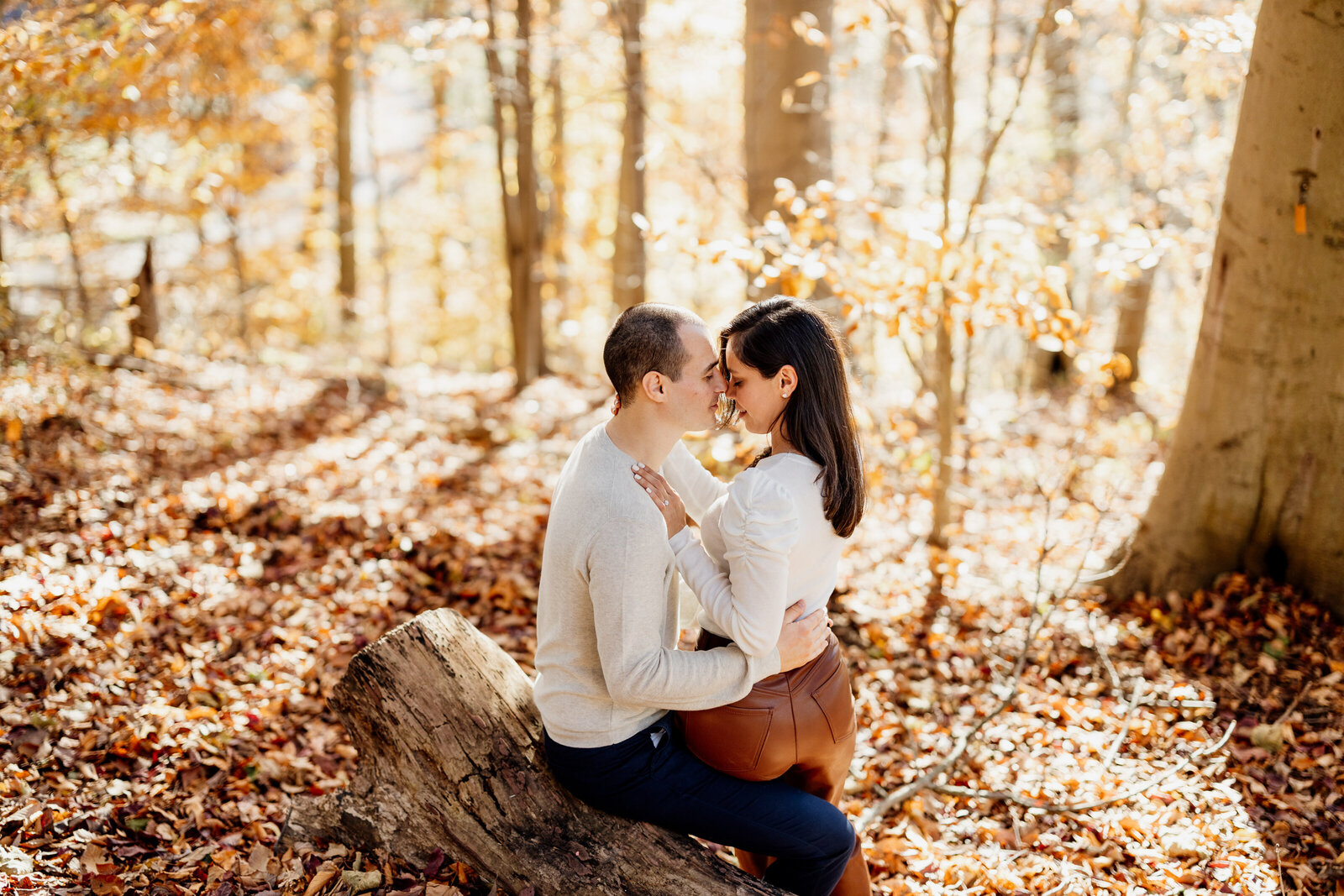 engaged couple flower garden