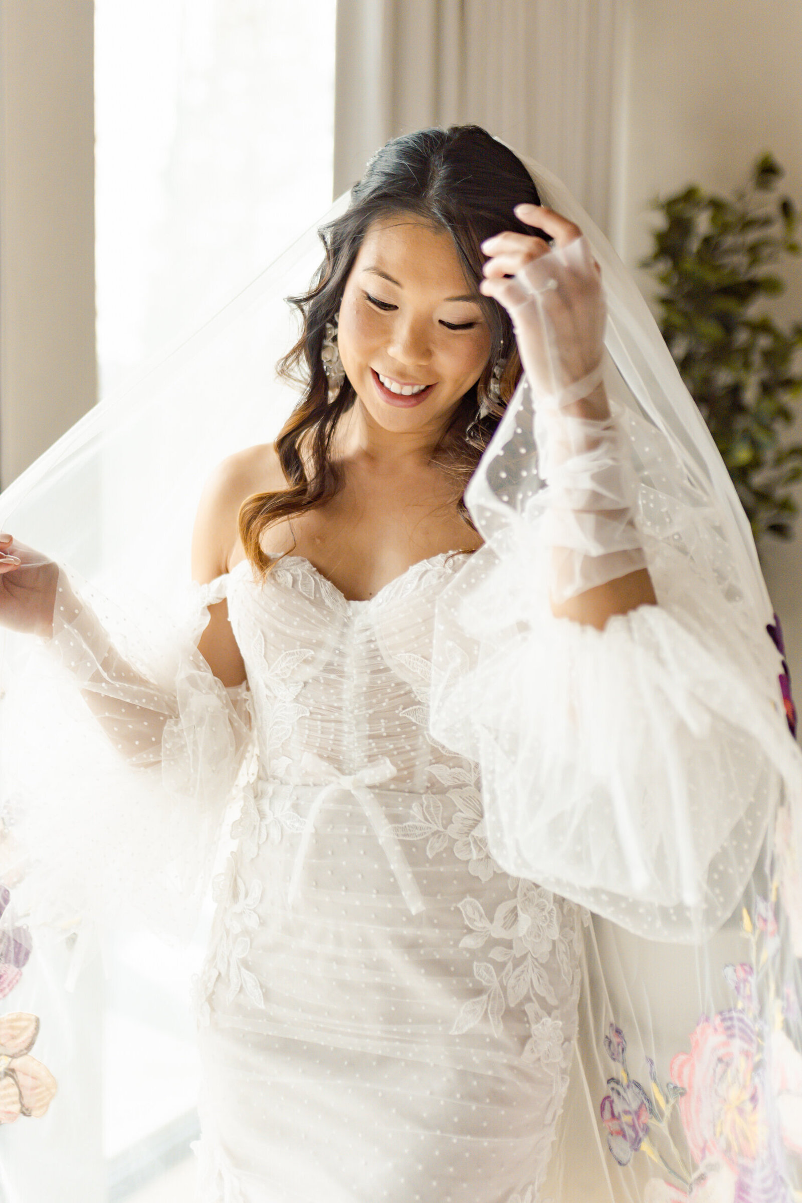 bride getting ready on her wedding day