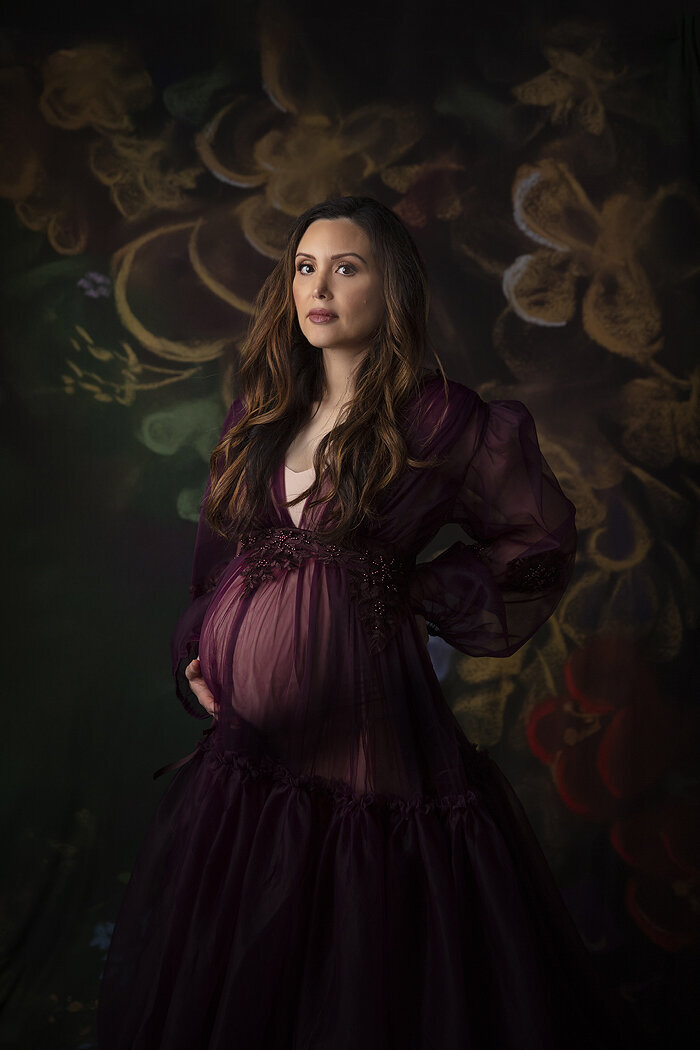 Maternity session with Katharina Hakaj gown, a Dallas maternity photographer.