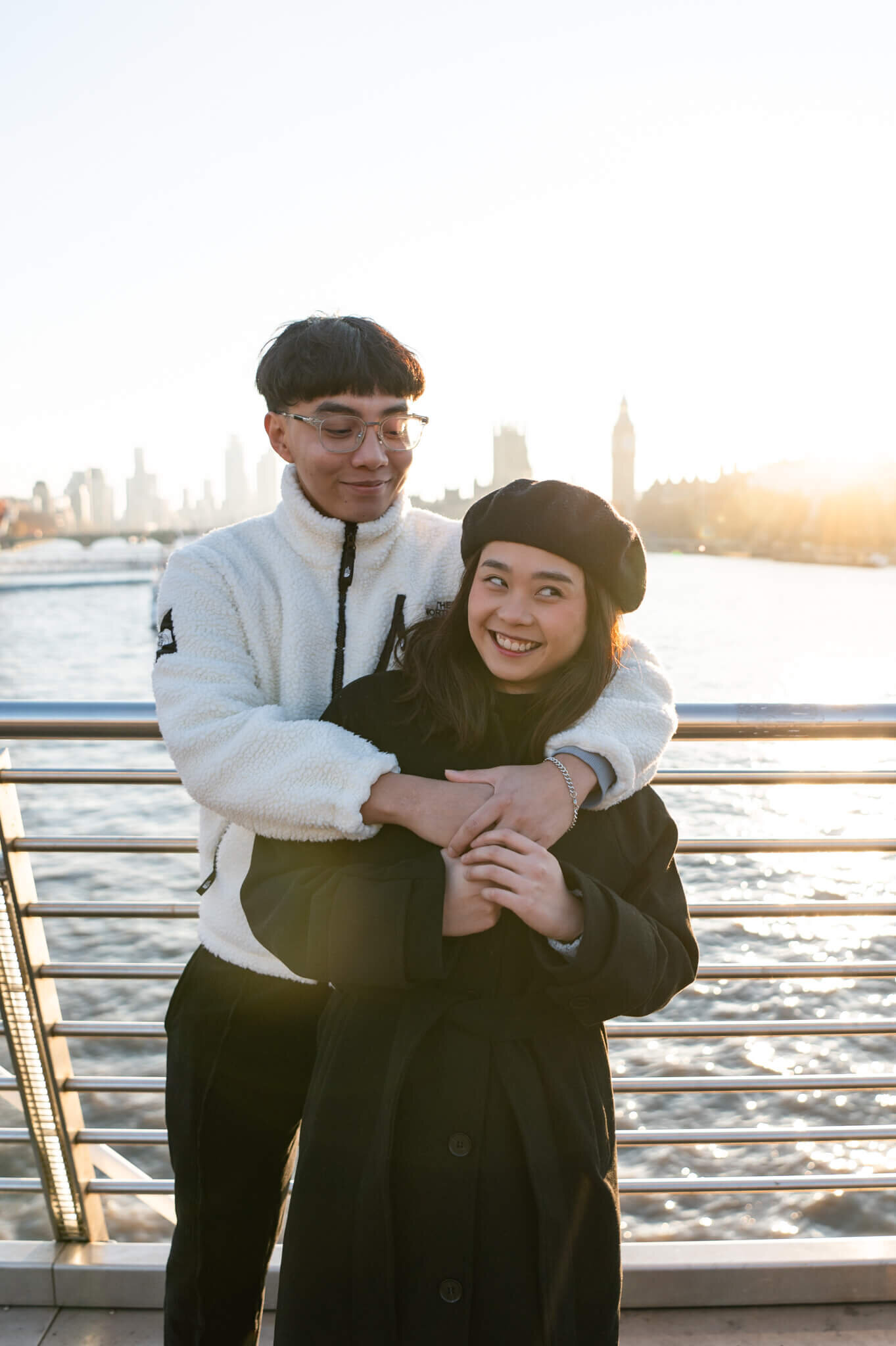 Chloe Bolam - London Engagement and Couple Photographer - Big Ben London Eye Engagement - London Golden Hour Couple Photoshoot - S & L - 10.12.22 - 4