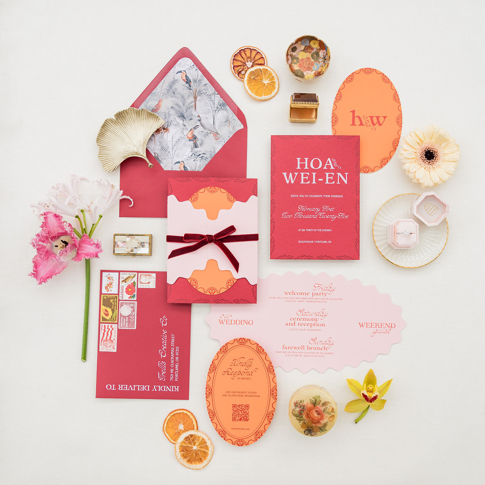 Colorful and bold Wedding Invitation Suite