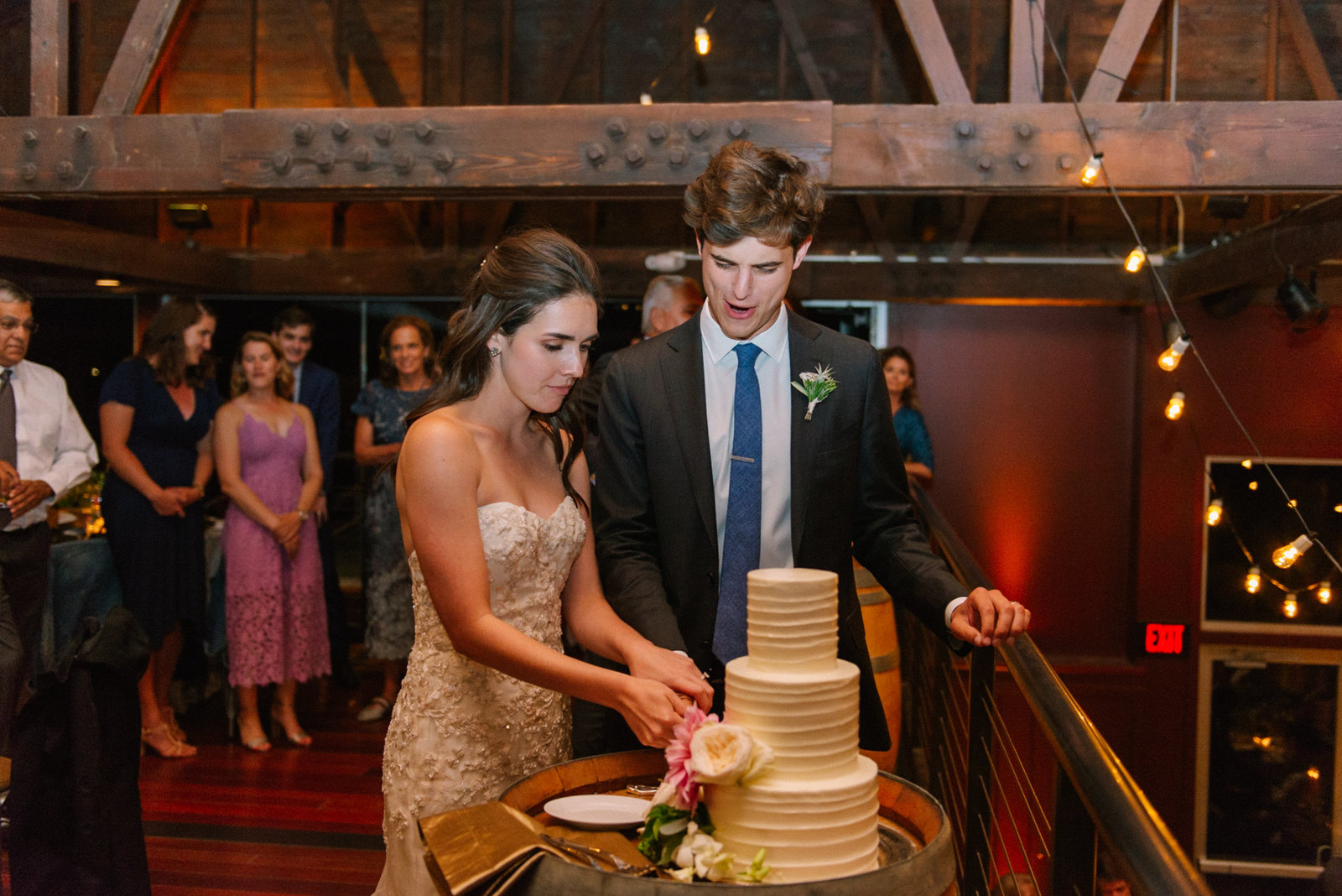 Saltwater Farm Vineyard Wedding_Cake Cutting 1