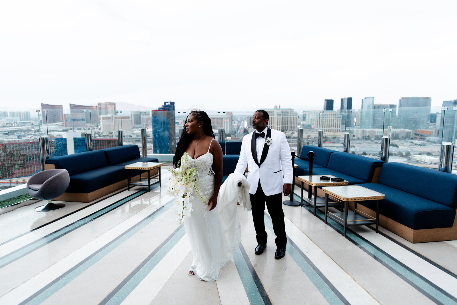A couple celebrating their JW Marriott wedding in Las Vegas