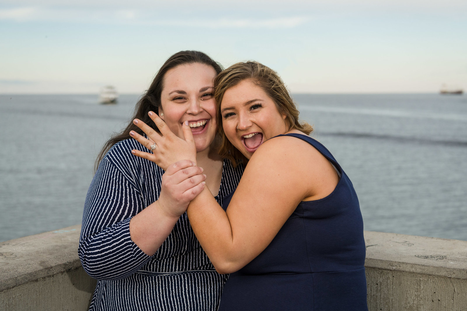 Lesbian couple show off engagement ring